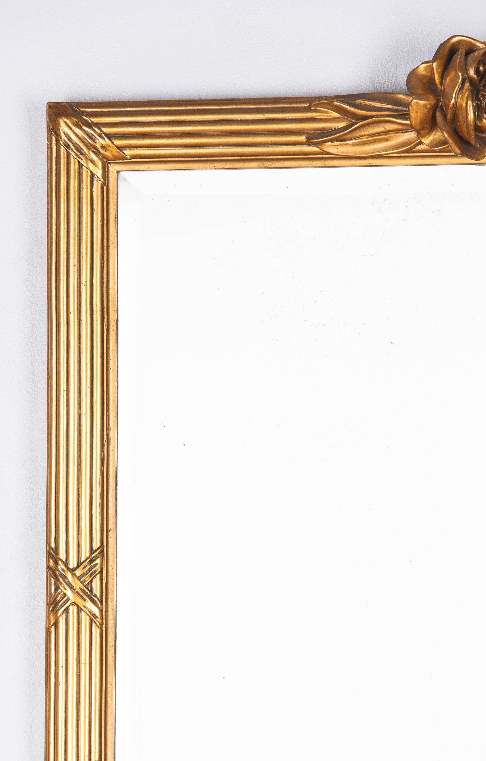 Beveled Louis XVI Style Giltwood Mirror, circa 1930s