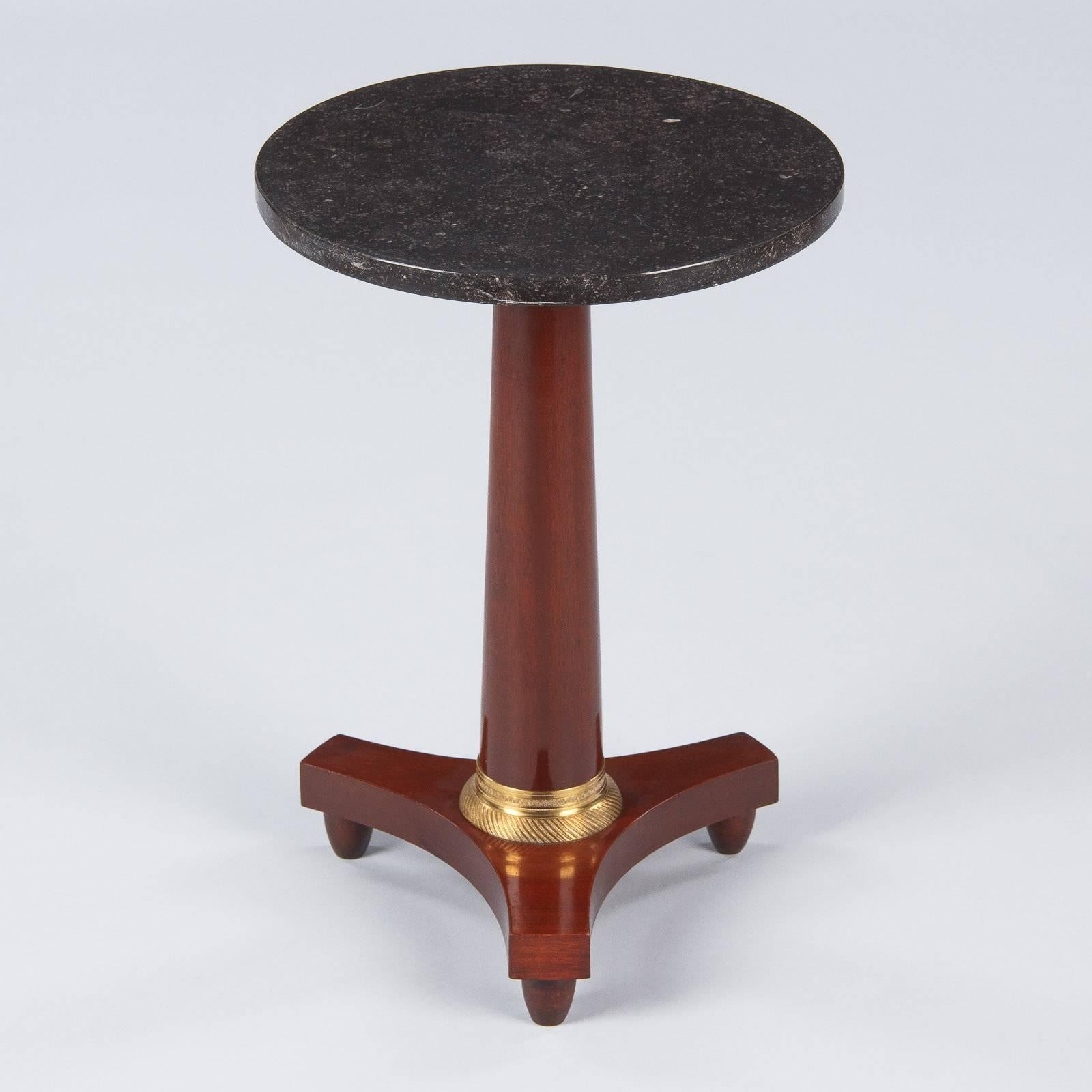 20th Century French Empire Style Marble-Top Mahogany Side Table, 1920s