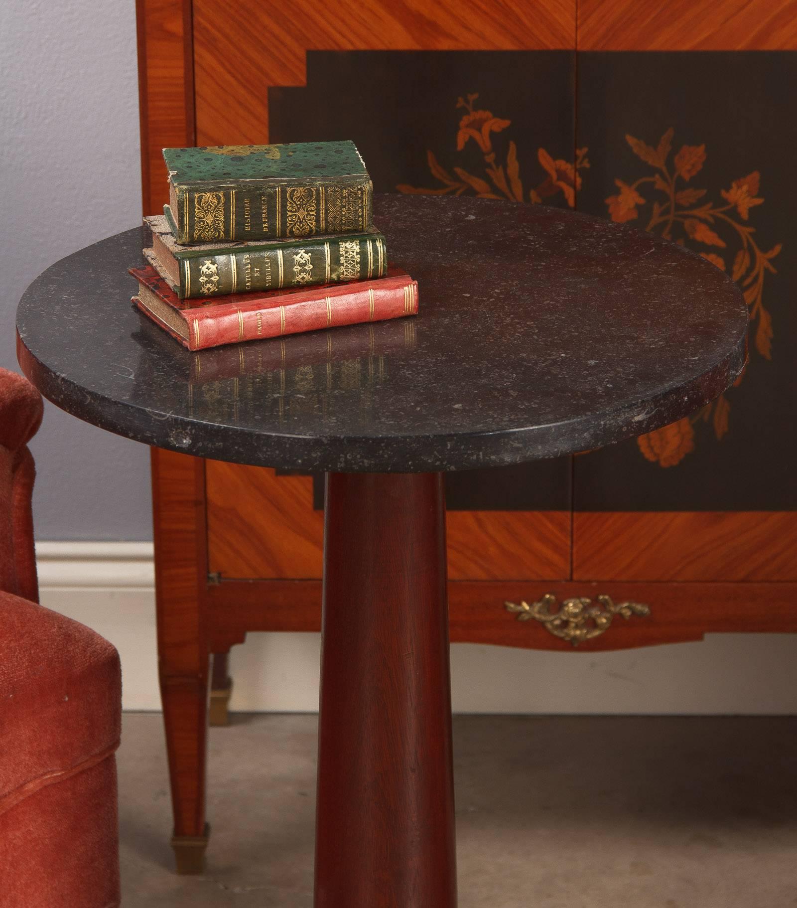 French Empire Style Marble-Top Mahogany Side Table, 1920s 5