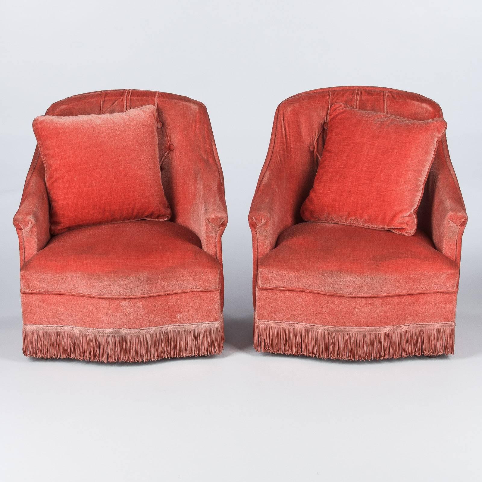 Pair of Napoleon III Style French Slipper Armchairs, 1940s 1
