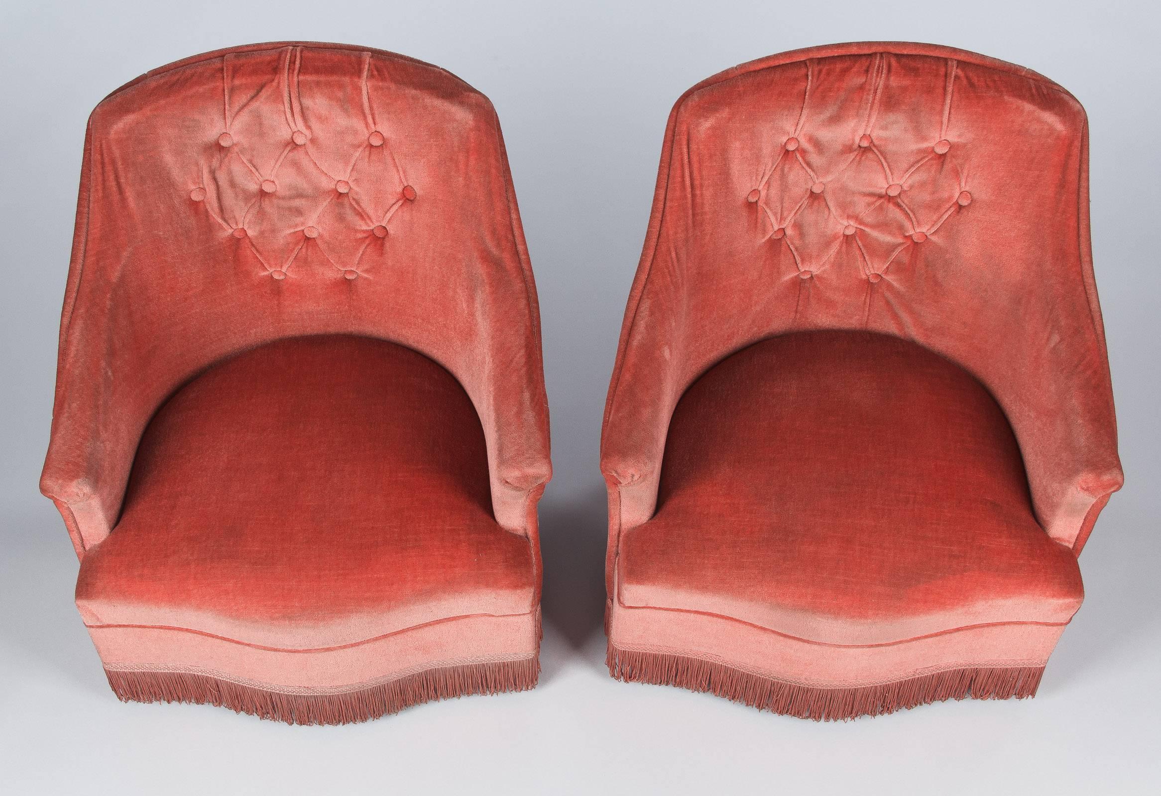 Pair of Napoleon III Style French Slipper Armchairs, 1940s 2