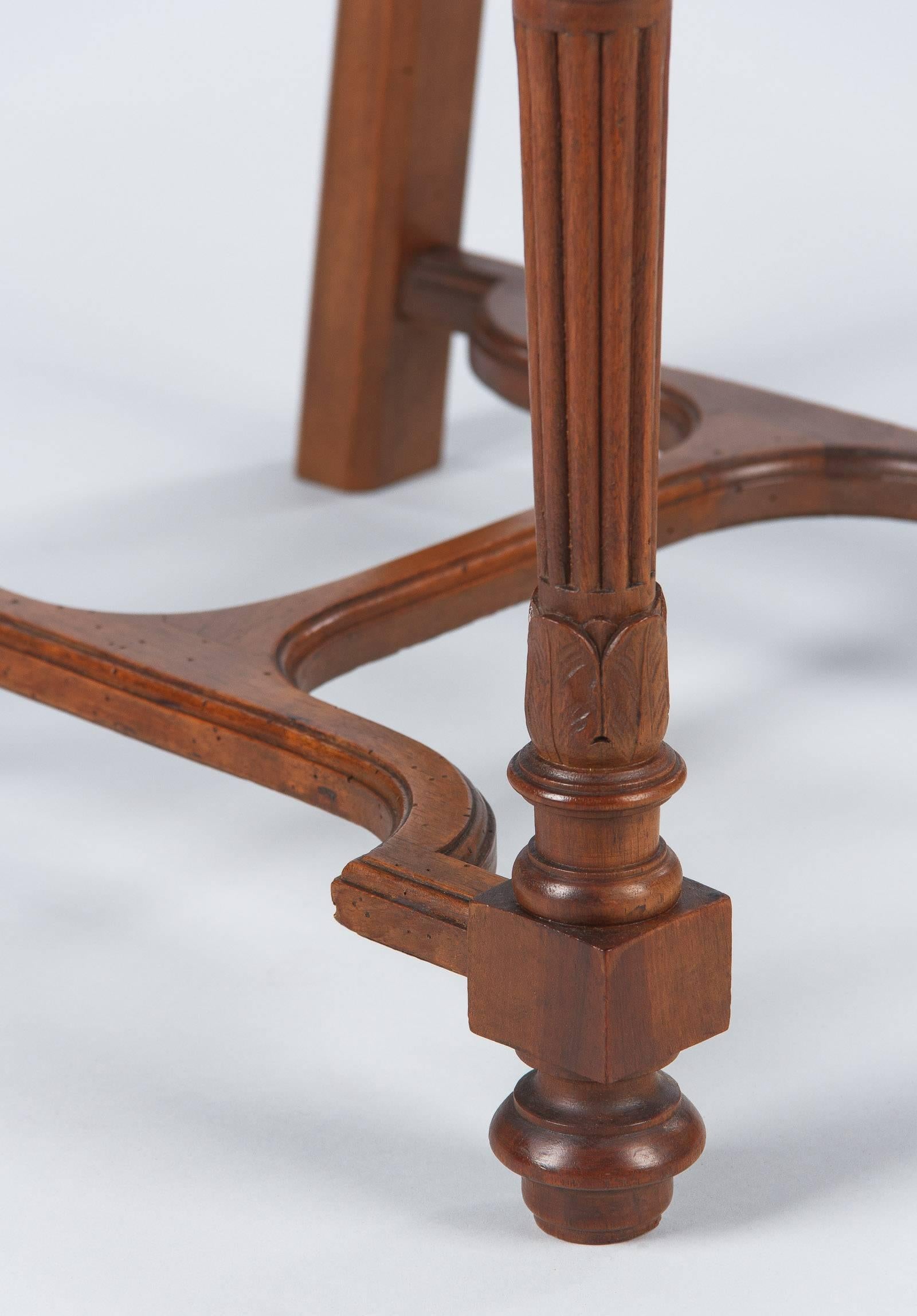 19th Century French Renaissance Style Leather Seat Chair, Late 1800s