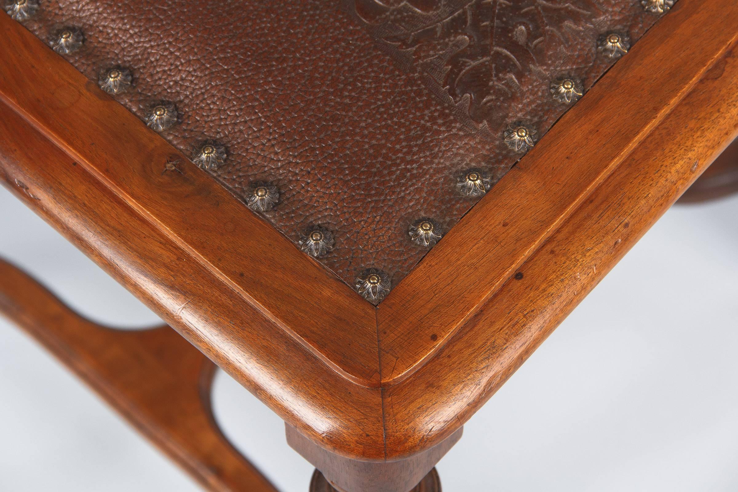 Renaissance Revival French Renaissance Style Leather Seat Chair, Late 1800s