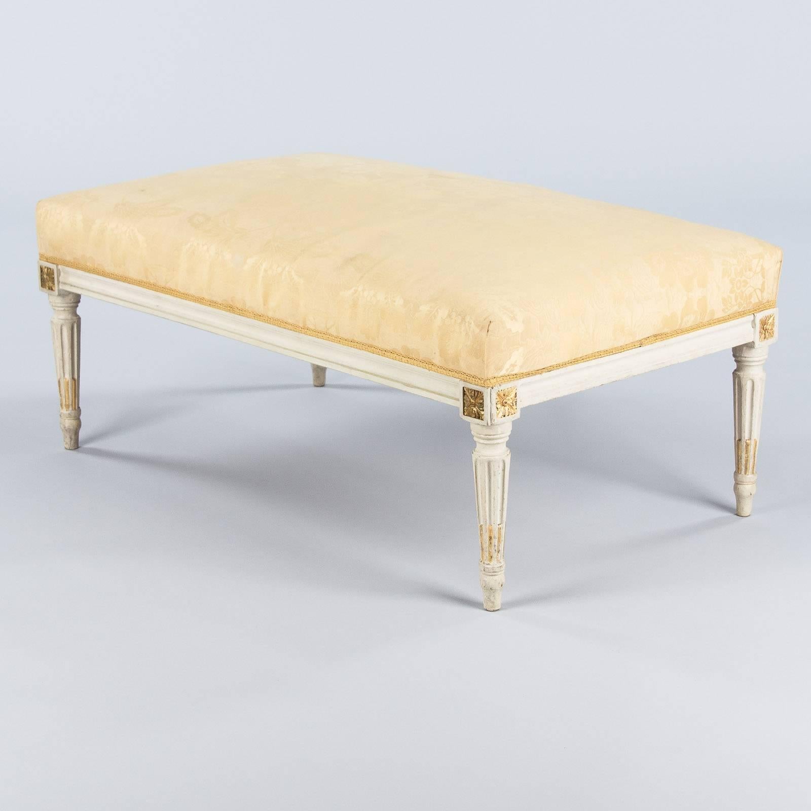 Louis XVI Style Upholstered Painted Ottoman, Early 1900s 1