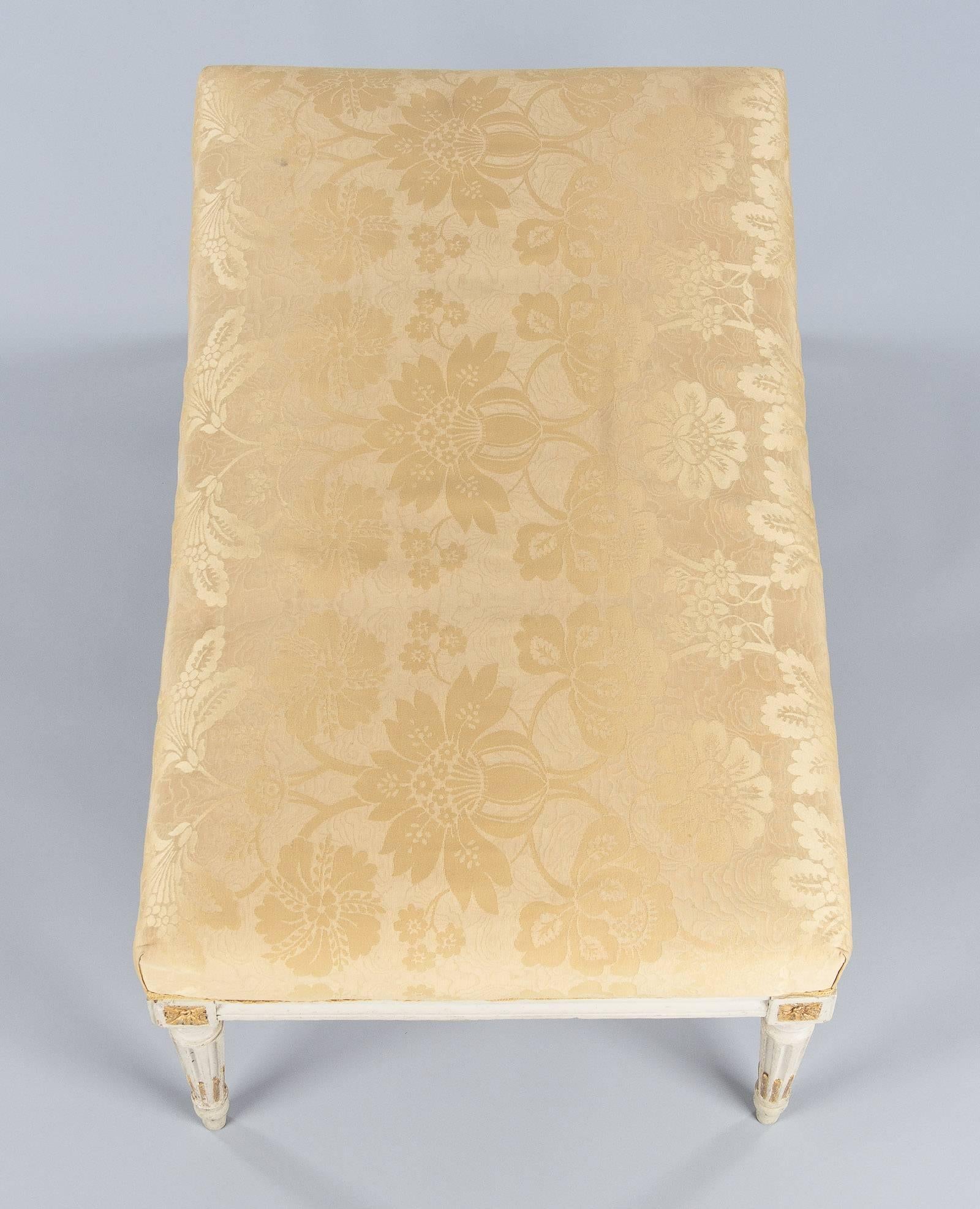 Louis XVI Style Upholstered Painted Ottoman, Early 1900s In Good Condition In Austin, TX