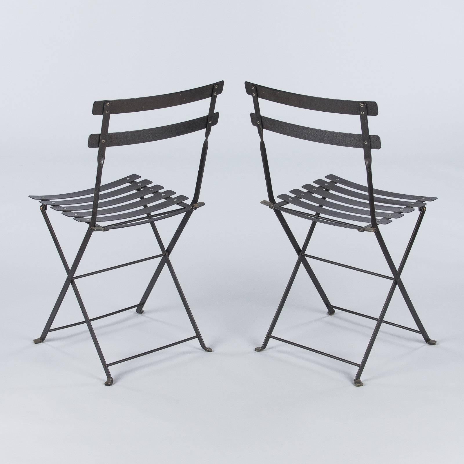 20th Century Set of Four French Folding Bistro Metal Side Chairs by Fermob, Late 1900s