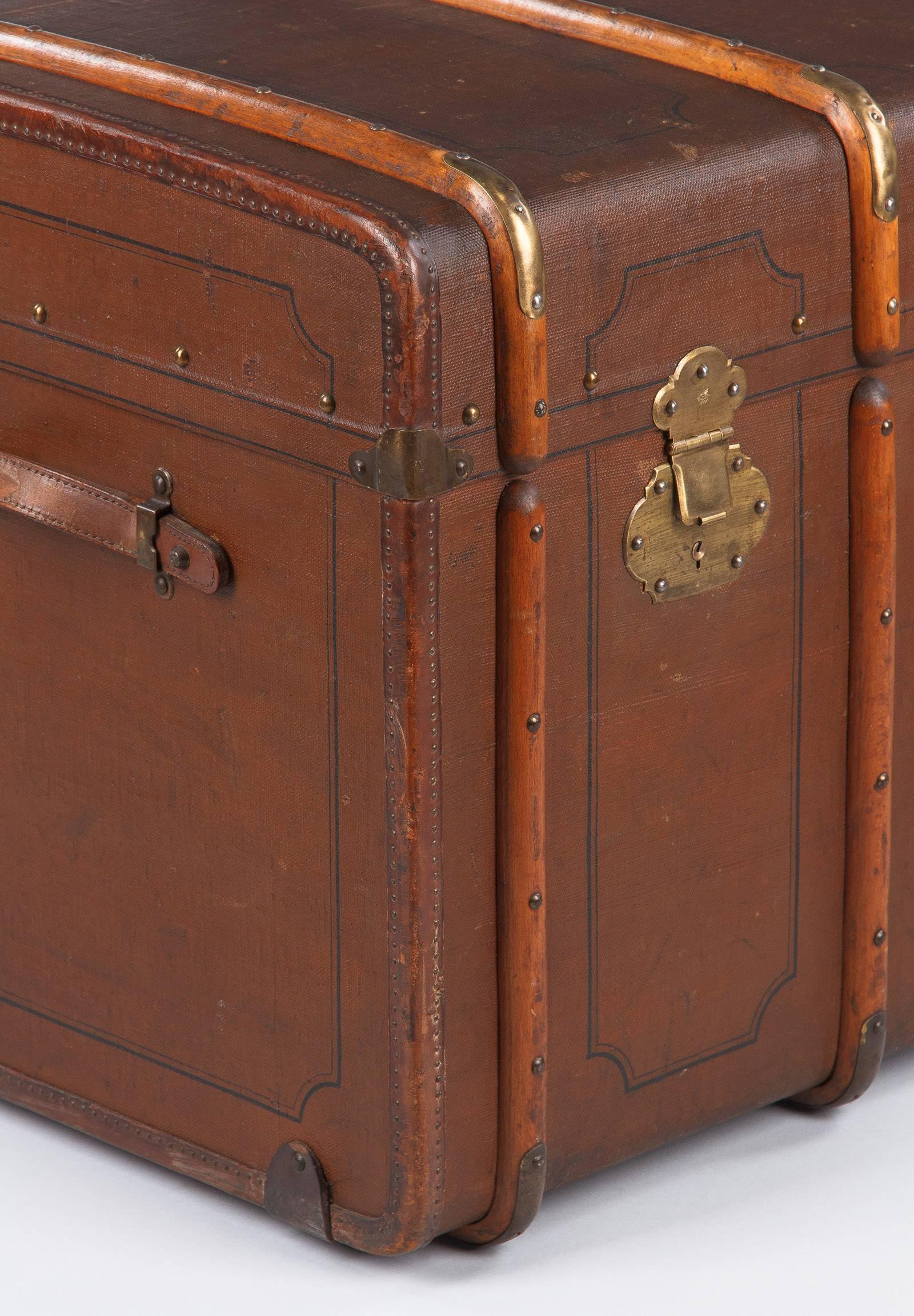 French Traveling Steamer Trunk, Early 1900s 3