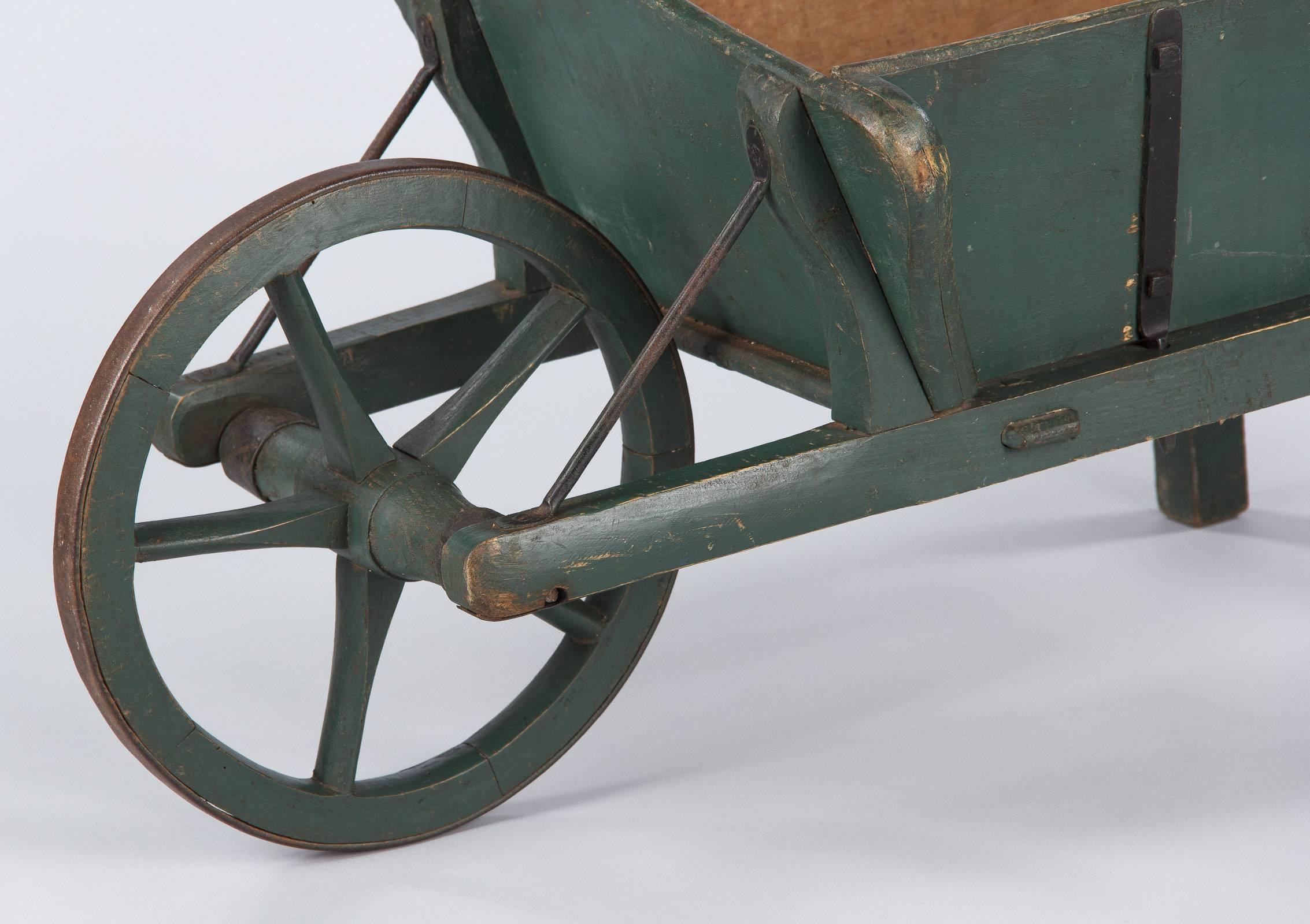 Antique French Painted Wheelbarrow, Early 1900s In Good Condition In Austin, TX