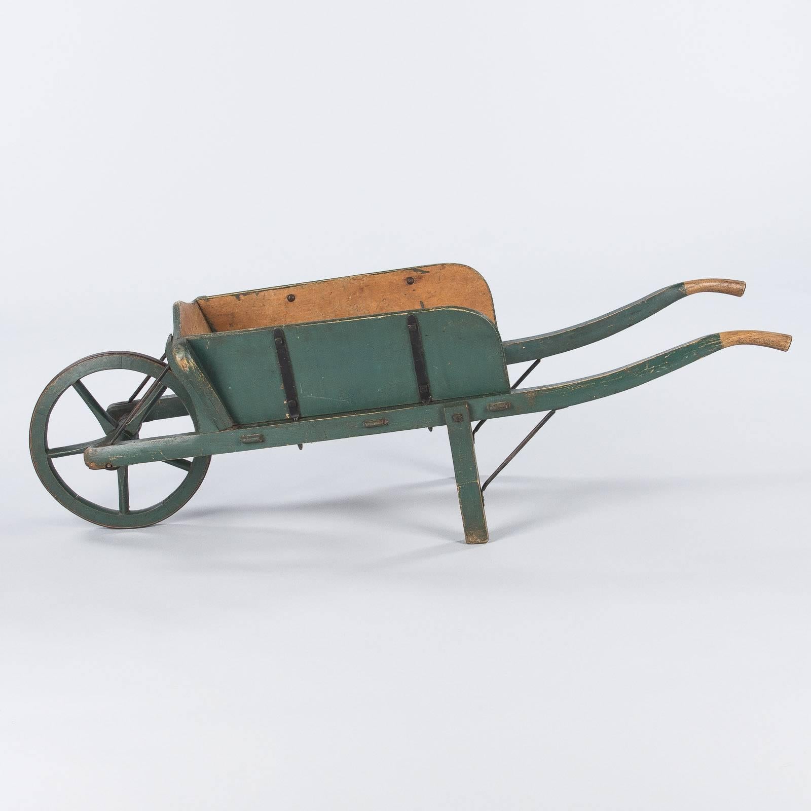 Country Antique French Painted Wheelbarrow, Early 1900s