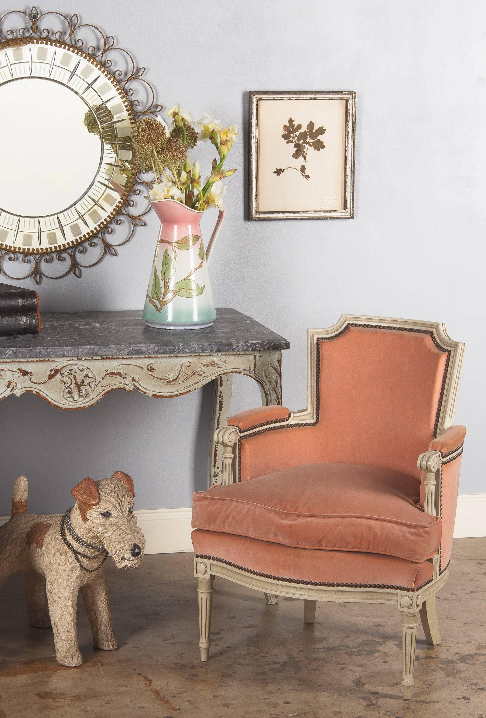 Mid-Century French Brass Round Mirror with Etched Glass 5