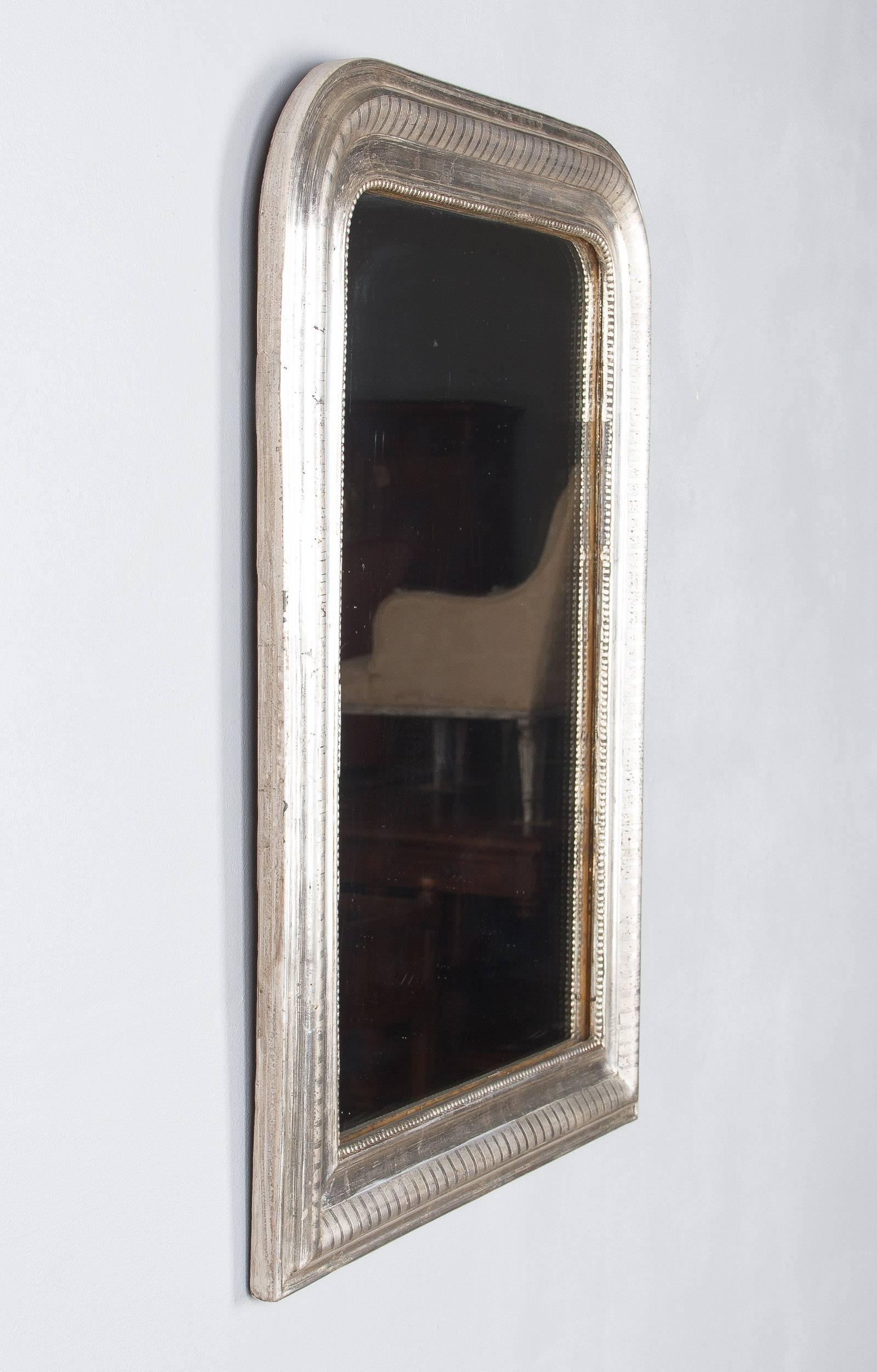 Antique French Louis Philippe Silver Gilt Mirror, 19th Century 3