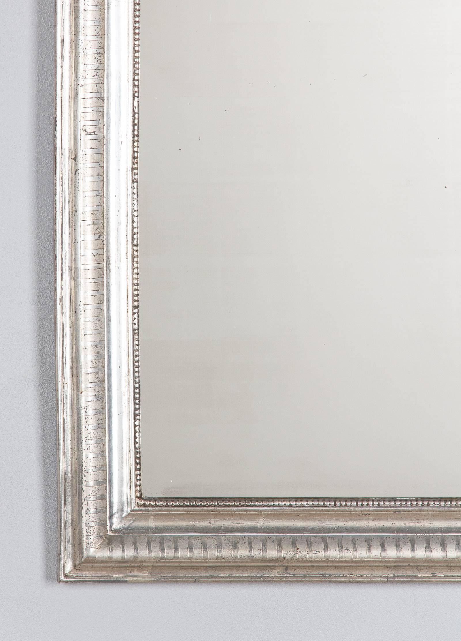 Antique French Louis Philippe Silver Gilt Mirror, 19th Century 2