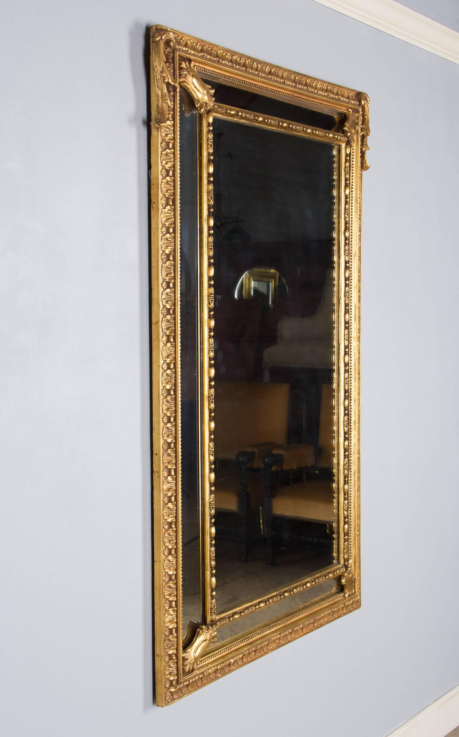 Napoleon III Period Gold Leaf Carved Mirror, Late 1800s 2
