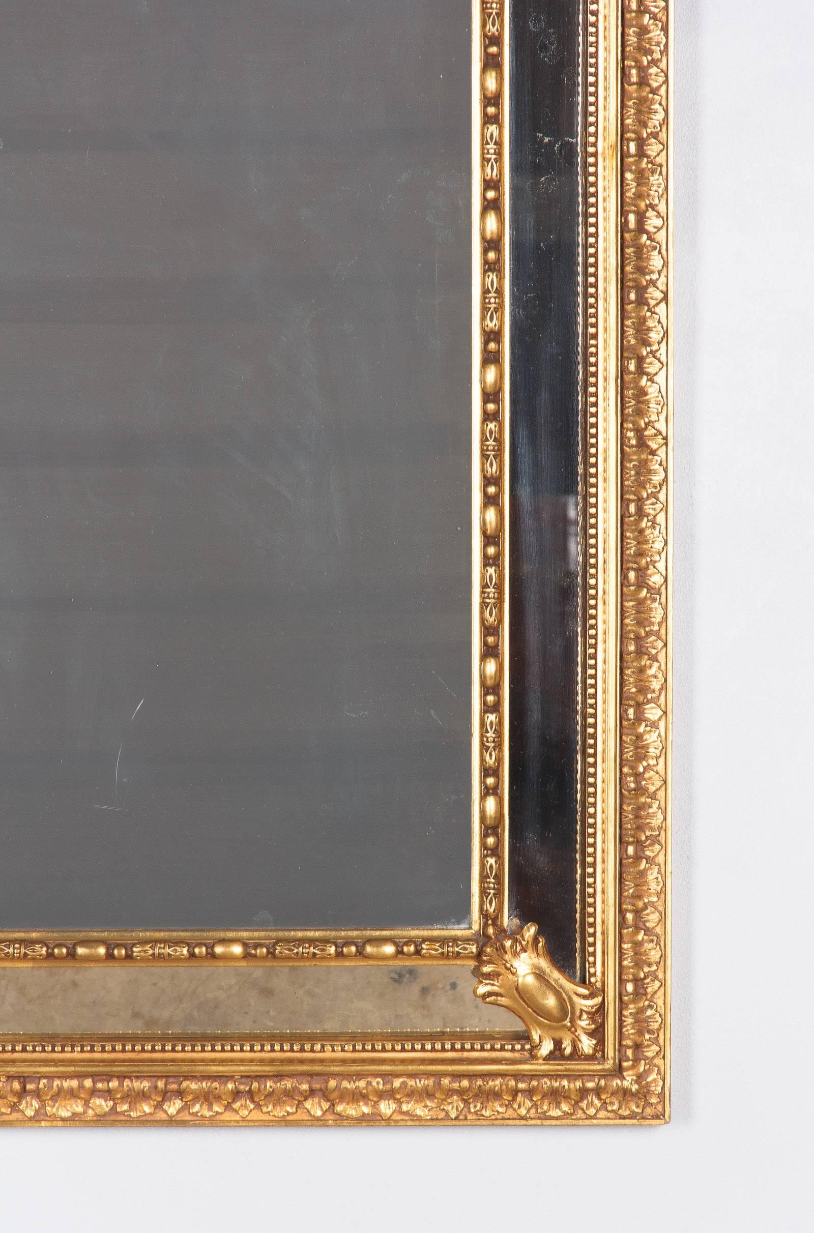 Gilt Napoleon III Period Gold Leaf Carved Mirror, Late 1800s