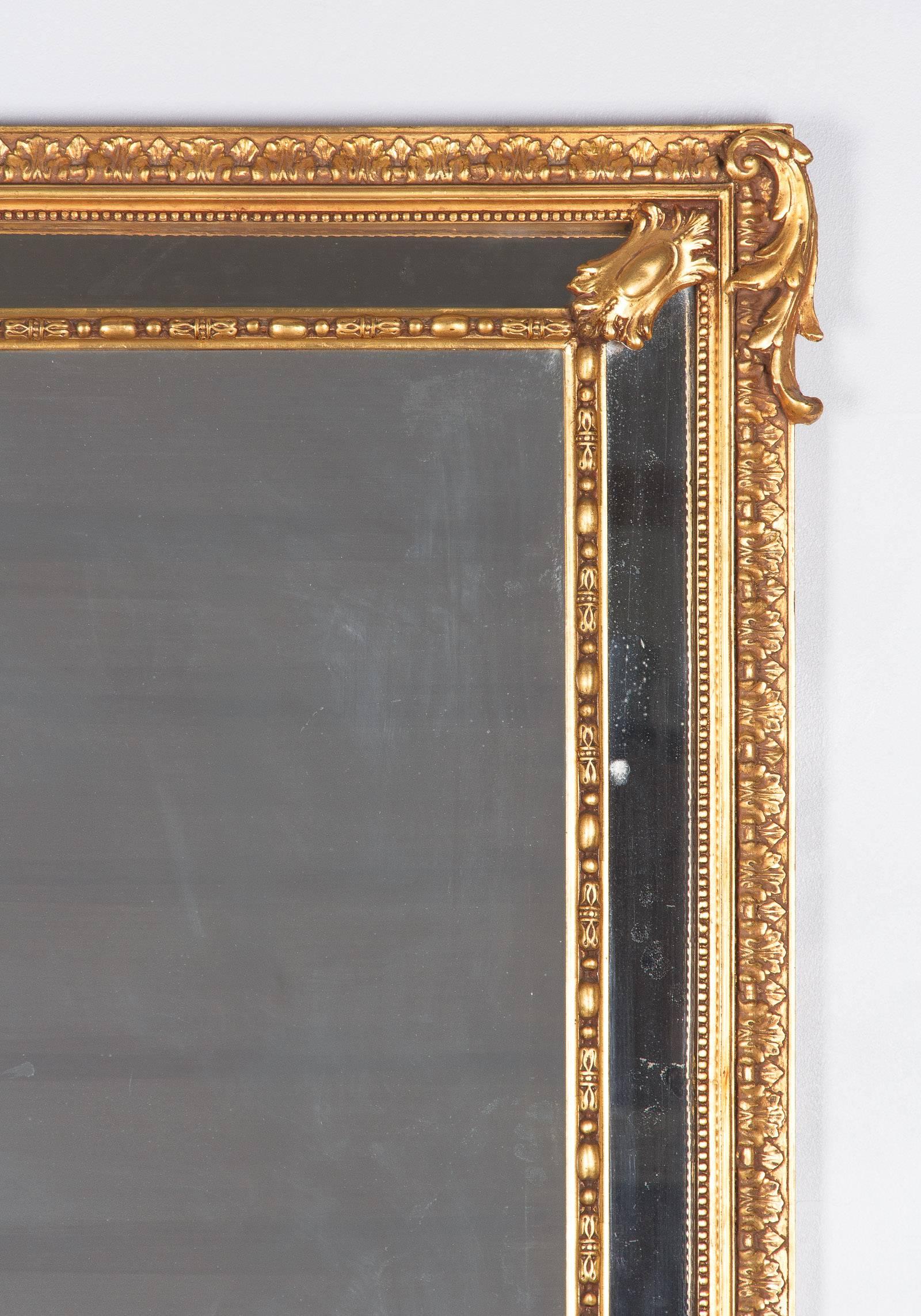 French Napoleon III Period Gold Leaf Carved Mirror, Late 1800s