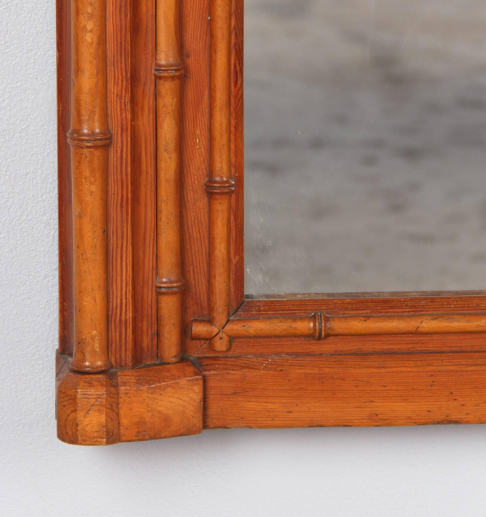 Napoleon III French Colonial Style Bamboo Mirror, Late 1800s 1
