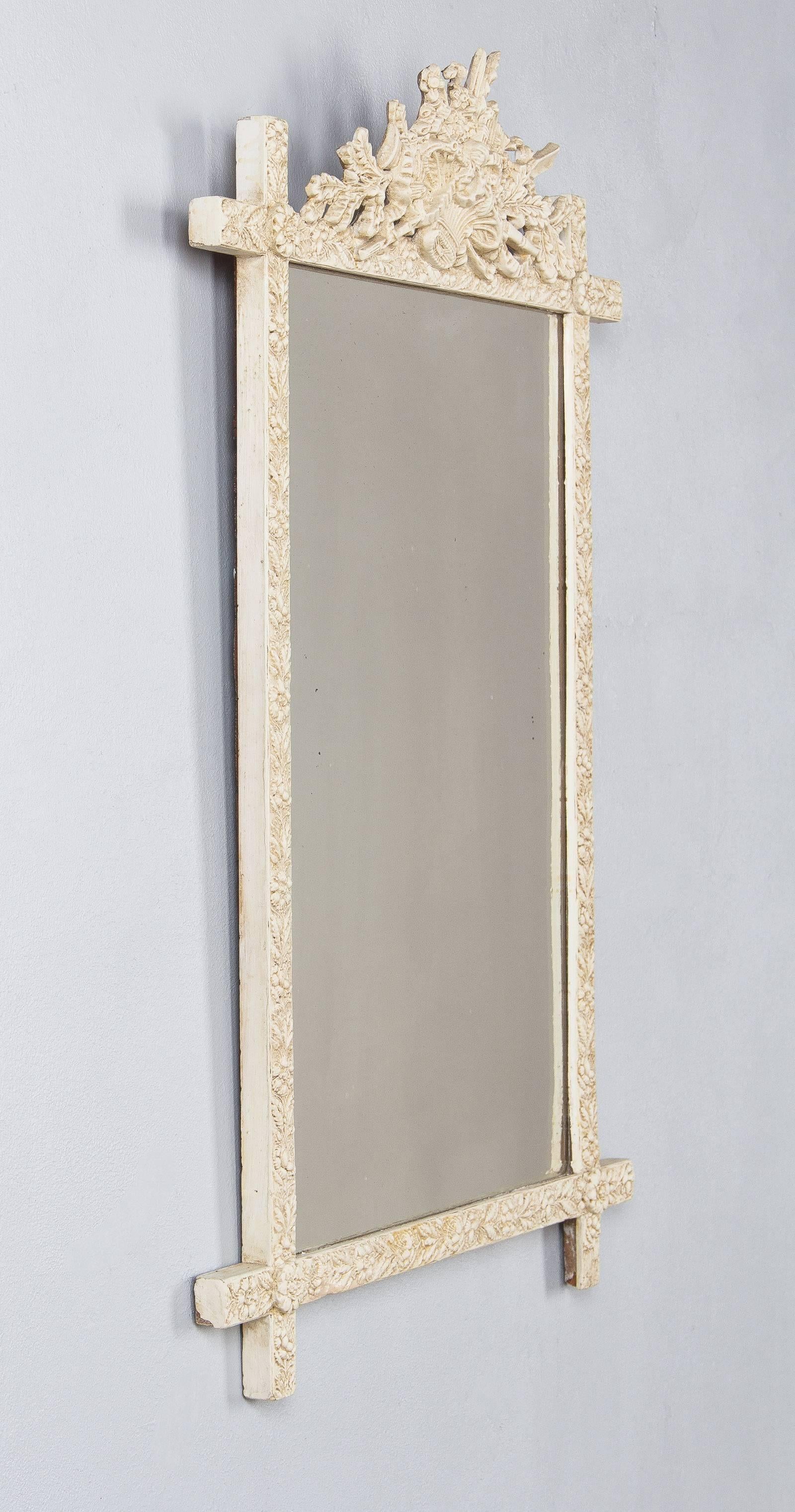 French Louis XVI Style Painted Mirror, Late 1800s 4