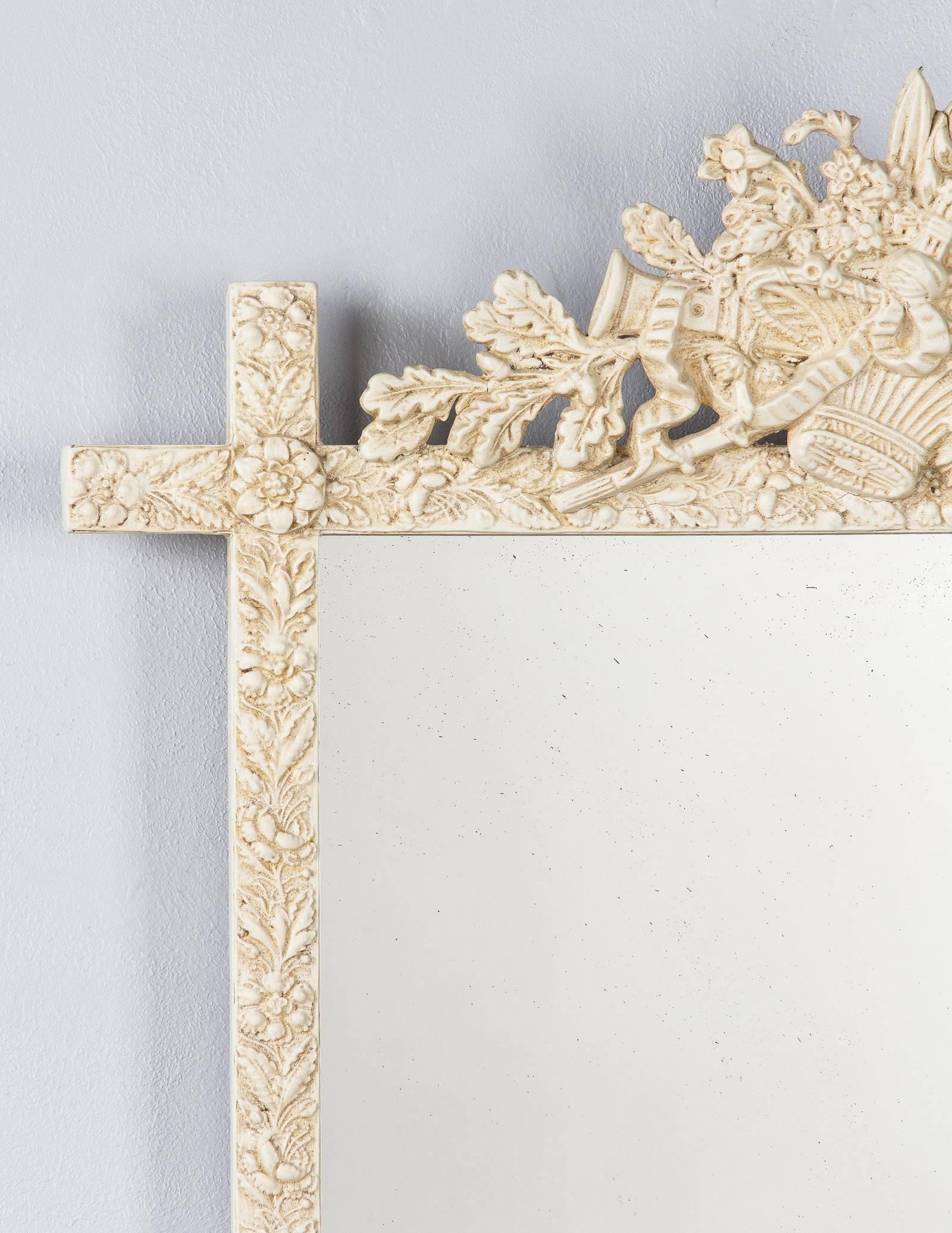 French Louis XVI Style Painted Mirror, Late 1800s In Good Condition In Austin, TX