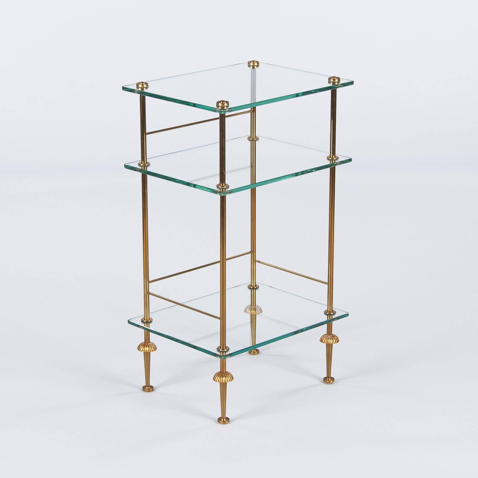 Mid-Century French Brass and Glass Side Table 3
