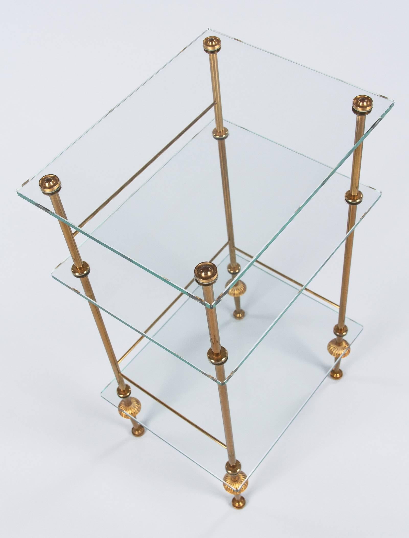 Mid-Century Modern Mid-Century French Brass and Glass Side Table