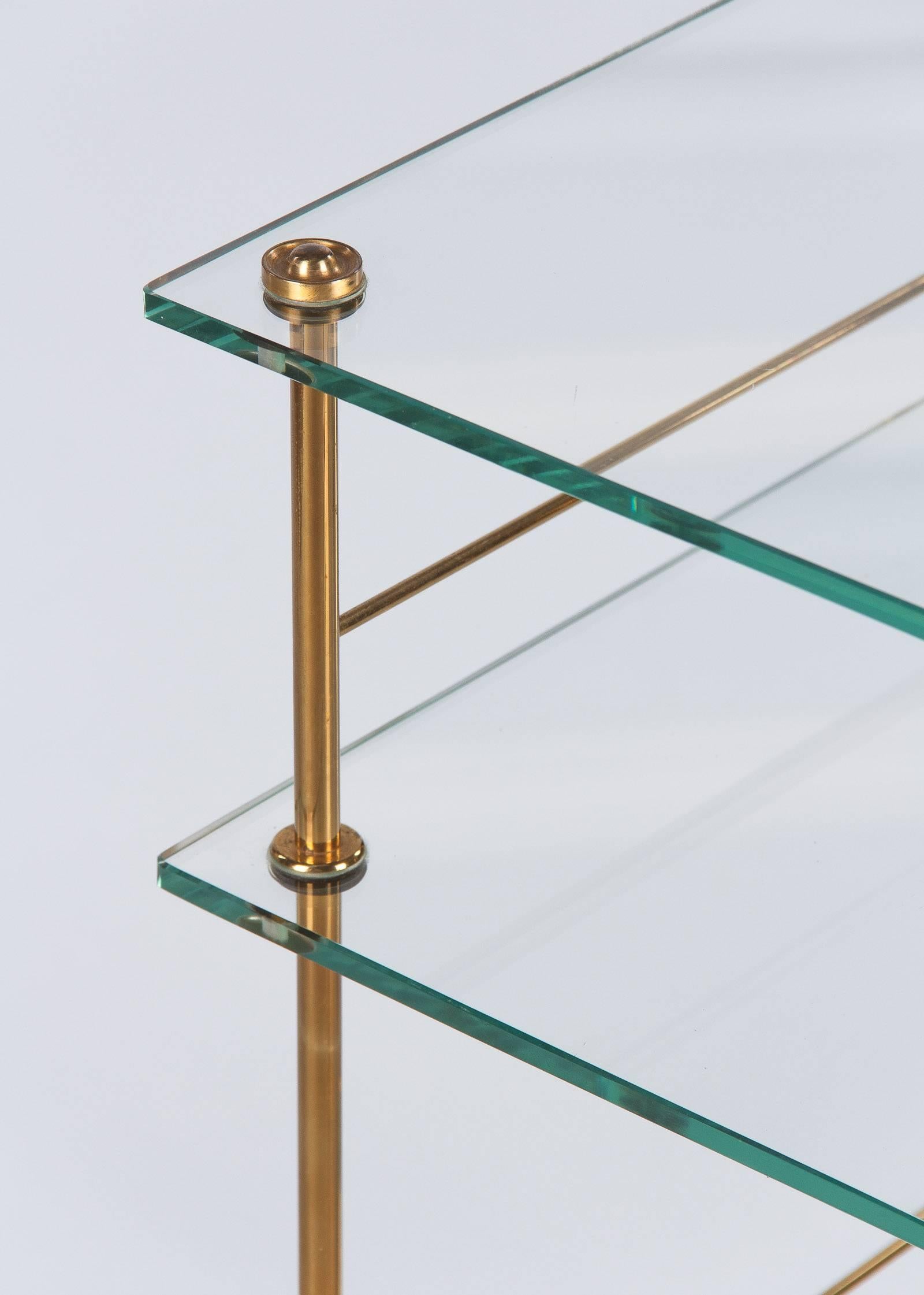 Mid-Century French Brass and Glass Side Table 4