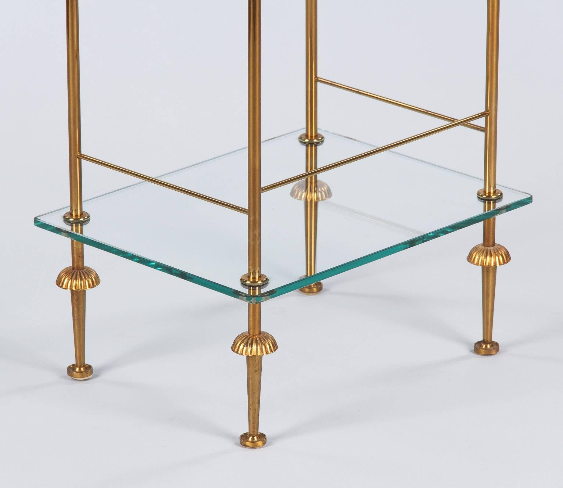 Mid-Century French Brass and Glass Side Table 5