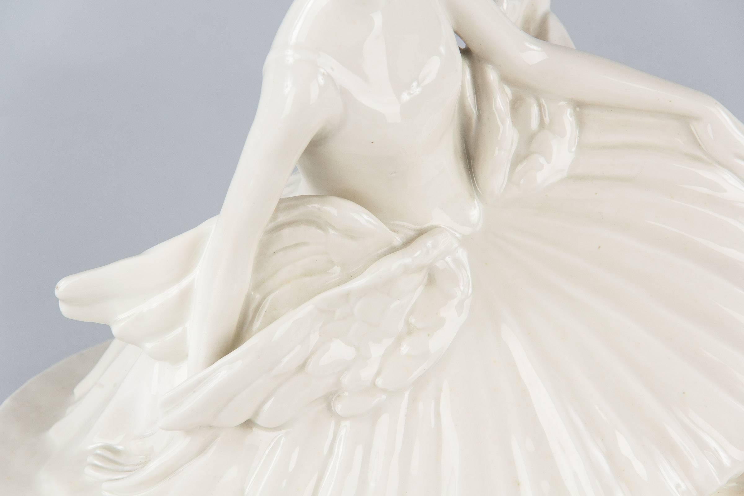 Porcelain French Ceramic Figurine of Ballerina Anna Pavlova Signed Genevieve Granger 1930s