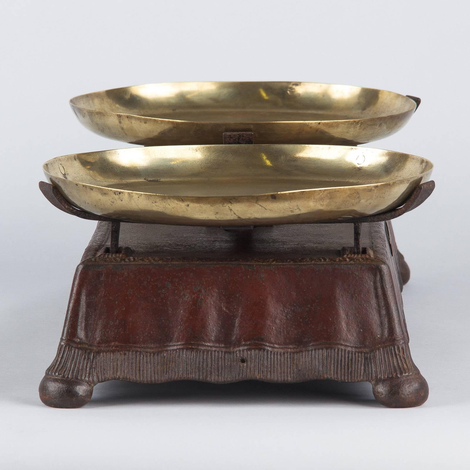 19th Century French Iron Scale with Brass Plateaux 2