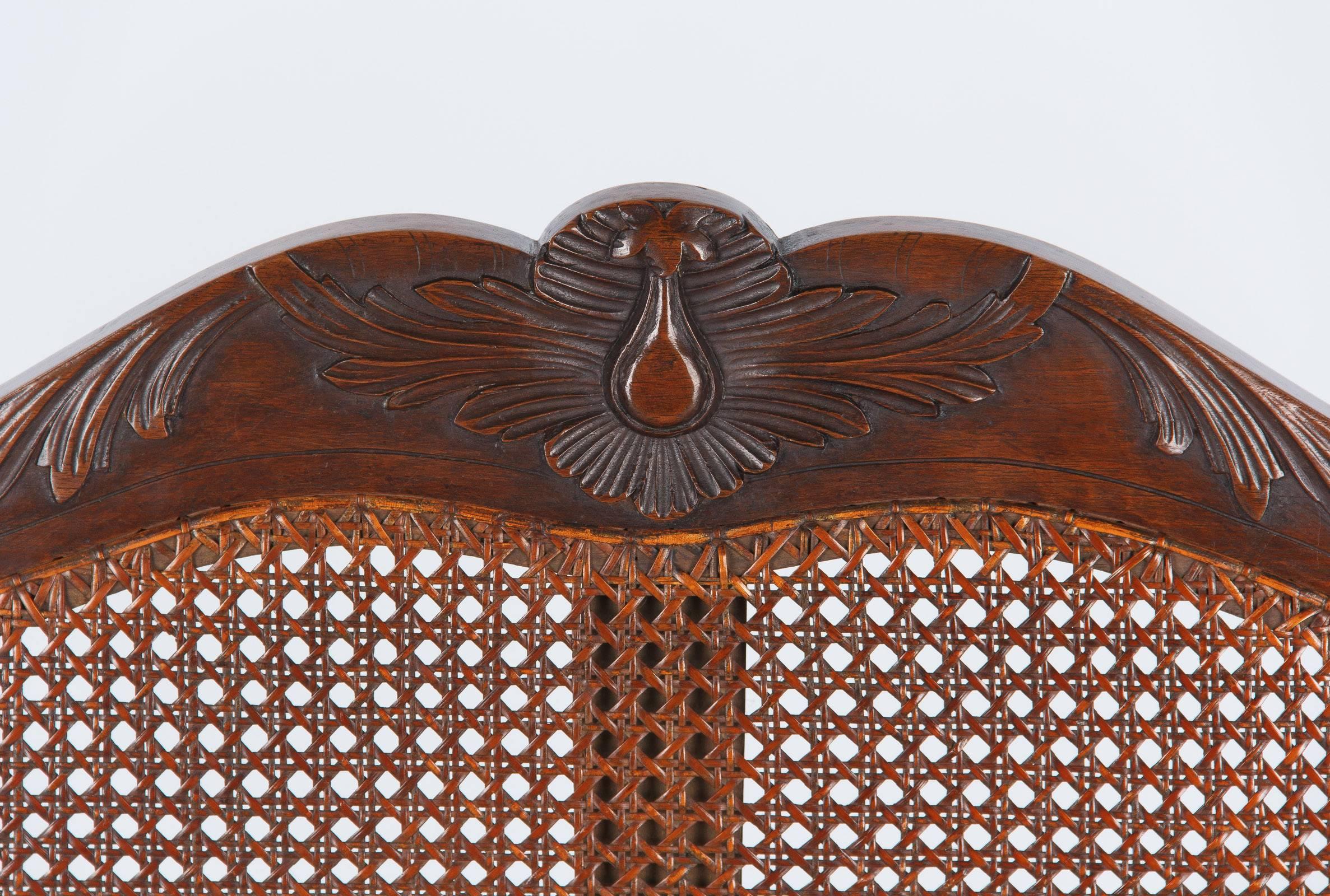 20th Century Louis XV Style Walnut and Caned Bench, Early 1900s