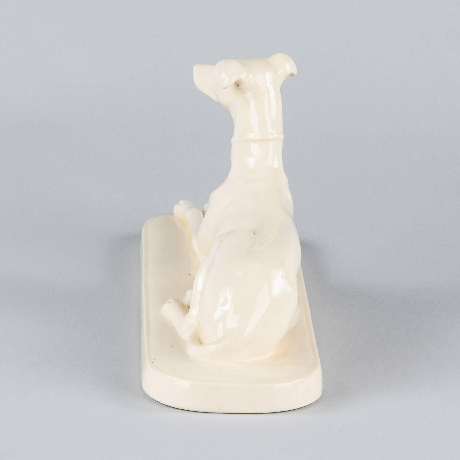 Sarreguemines Ceramic Greyhound Dog Figurine, 1950s 1