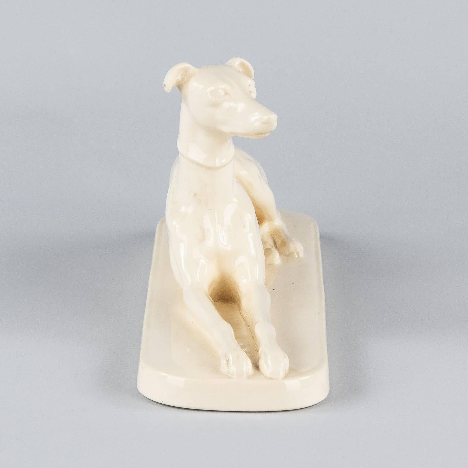 Sarreguemines Ceramic Greyhound Dog Figurine, 1950s 2