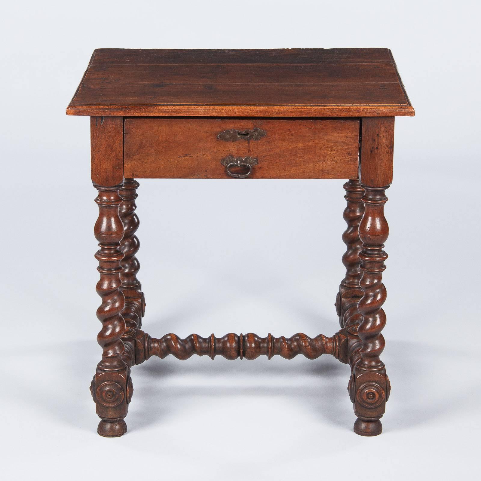 Antique French Louis XIII Walnut Side Table, 17th Century 5