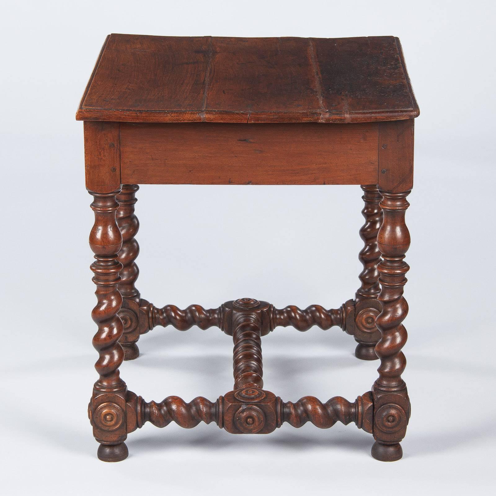 Antique French Louis XIII Walnut Side Table, 17th Century 1