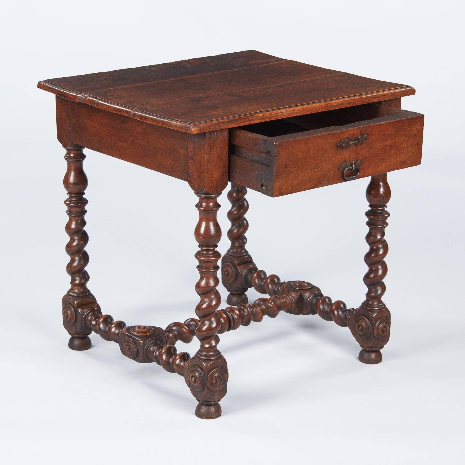 18th Century and Earlier Antique French Louis XIII Walnut Side Table, 17th Century