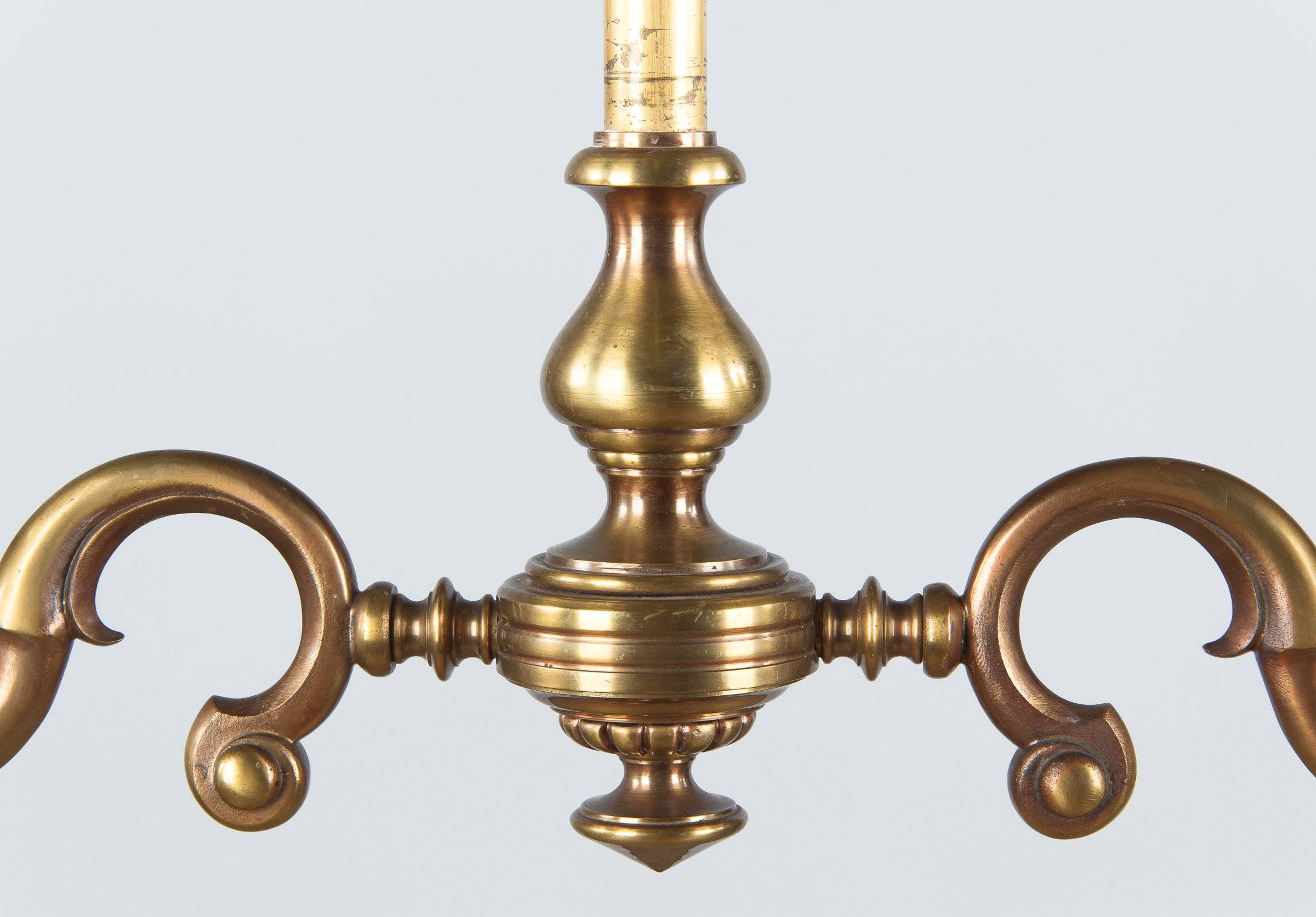 Pair of 1940s French Brass Chandeliers 3
