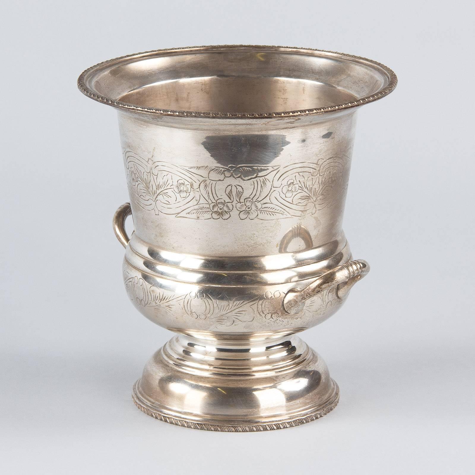 Silver Plate French Silver Metal Champagne Ice Bucket, 1920s