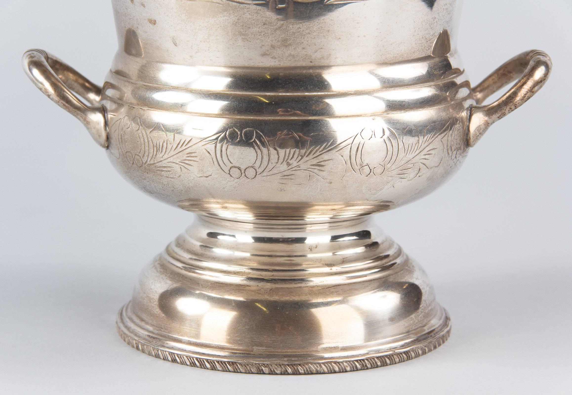 French Silver Metal Champagne Ice Bucket, 1920s In Good Condition In Austin, TX