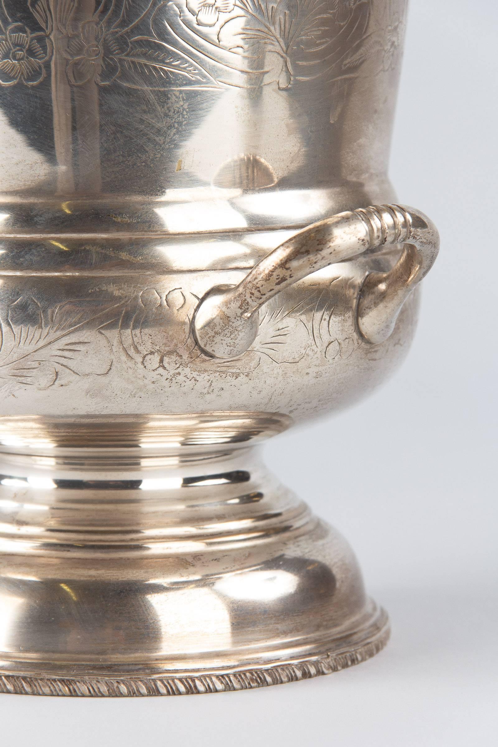 Early 20th Century French Silver Metal Champagne Ice Bucket, 1920s