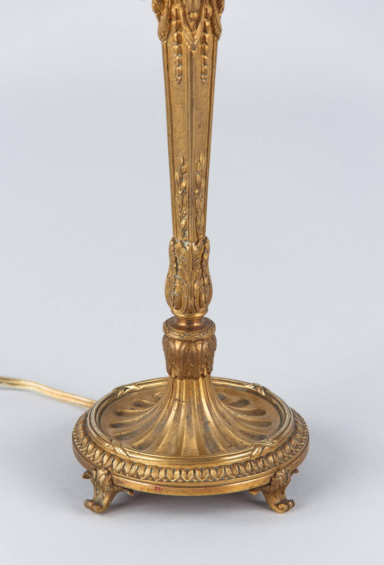 Gilt Napoleon III Gilded Bronze Candlestick Lamp, 1870s