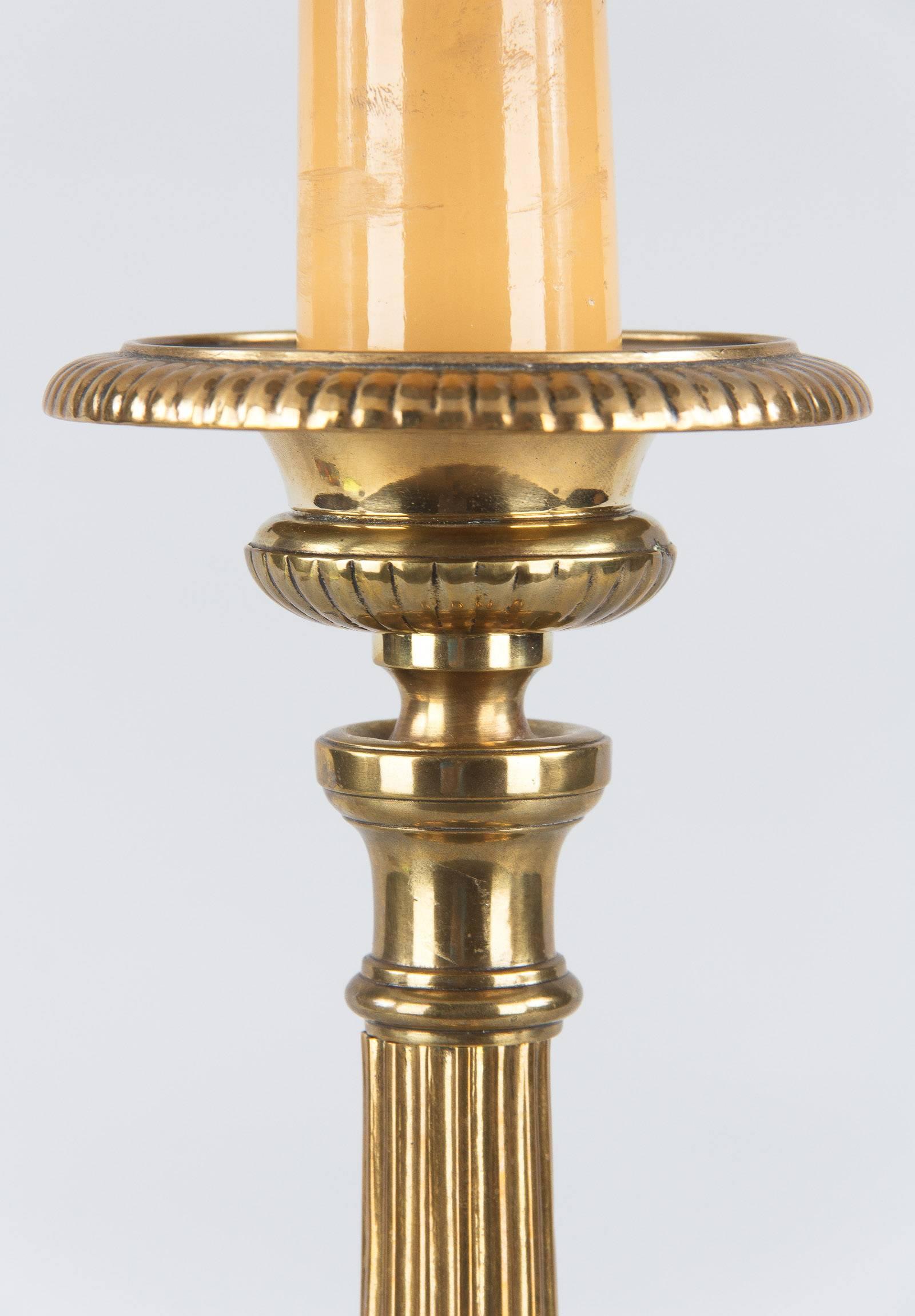 French Louis XVI Style Brass Table Lamp, France, Early 1900s For Sale