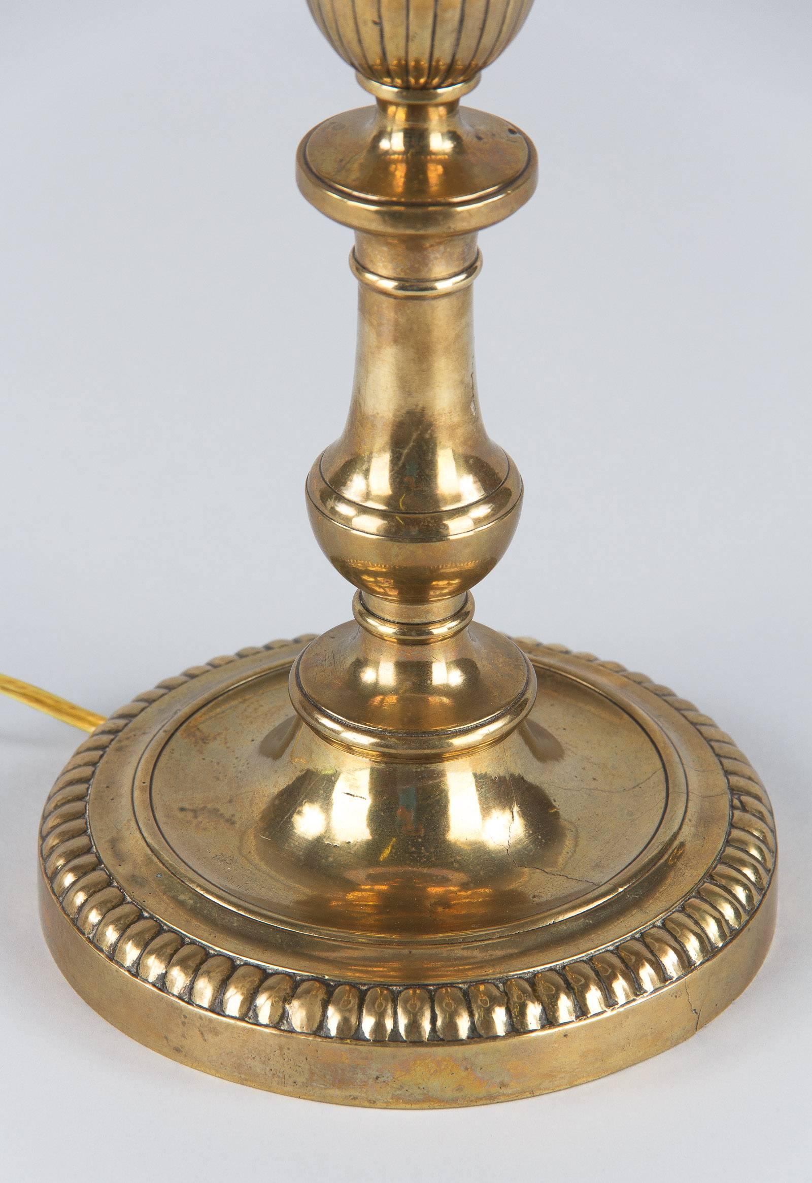 20th Century Louis XVI Style Brass Table Lamp, France, Early 1900s For Sale