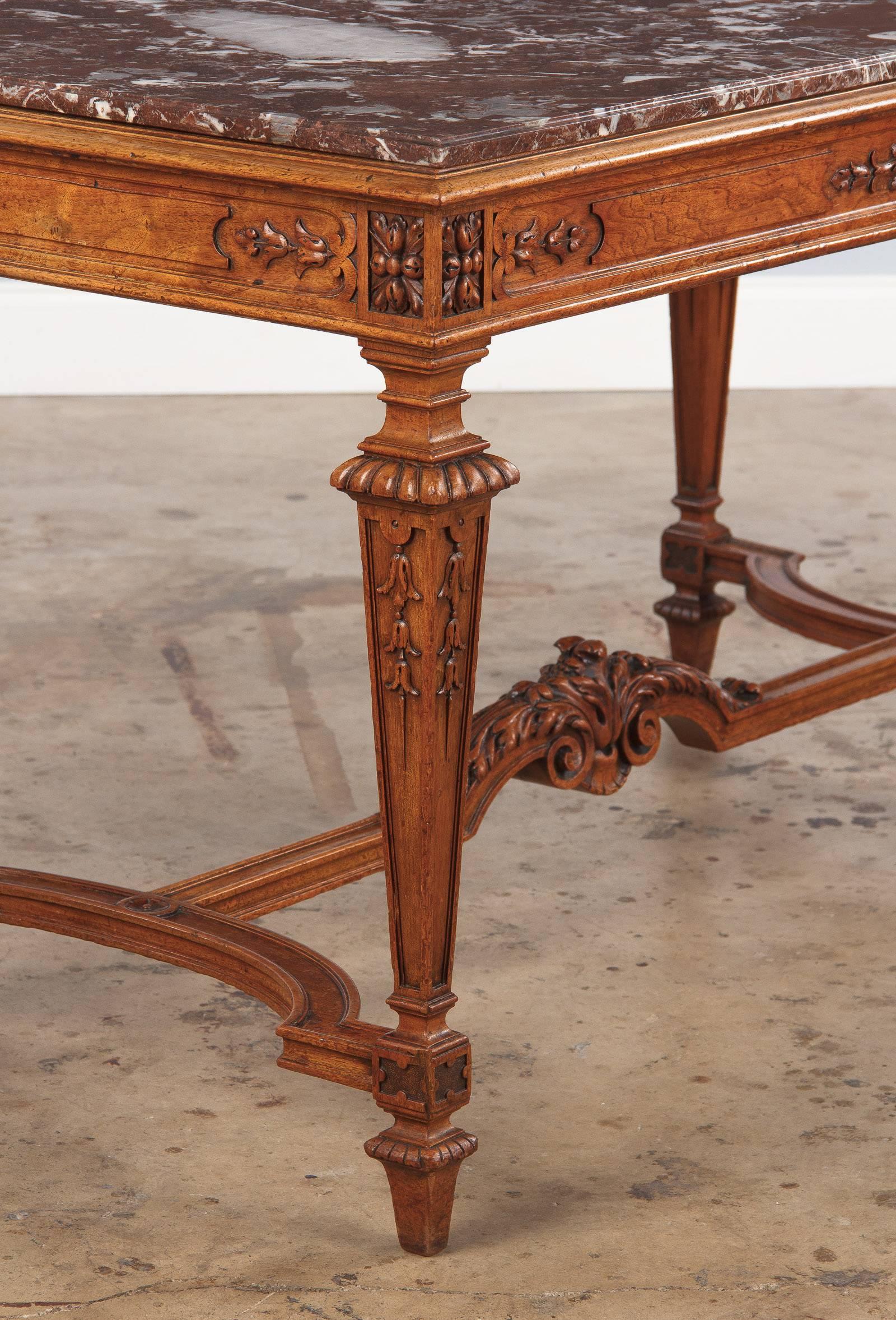 19th Century French Louis XIV Style Marble-Top Hunt Table 1