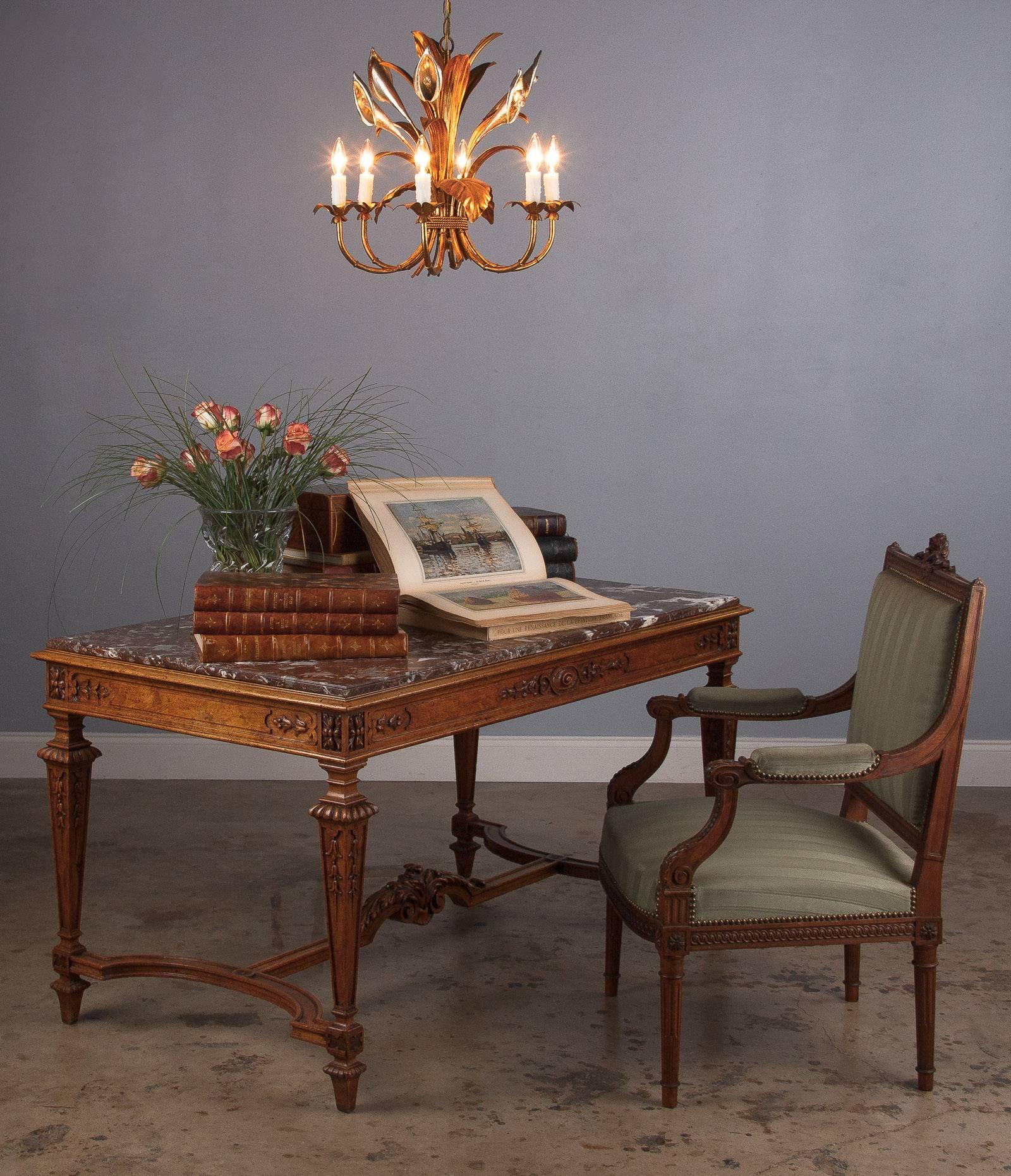19th Century French Louis XIV Style Marble-Top Hunt Table 7