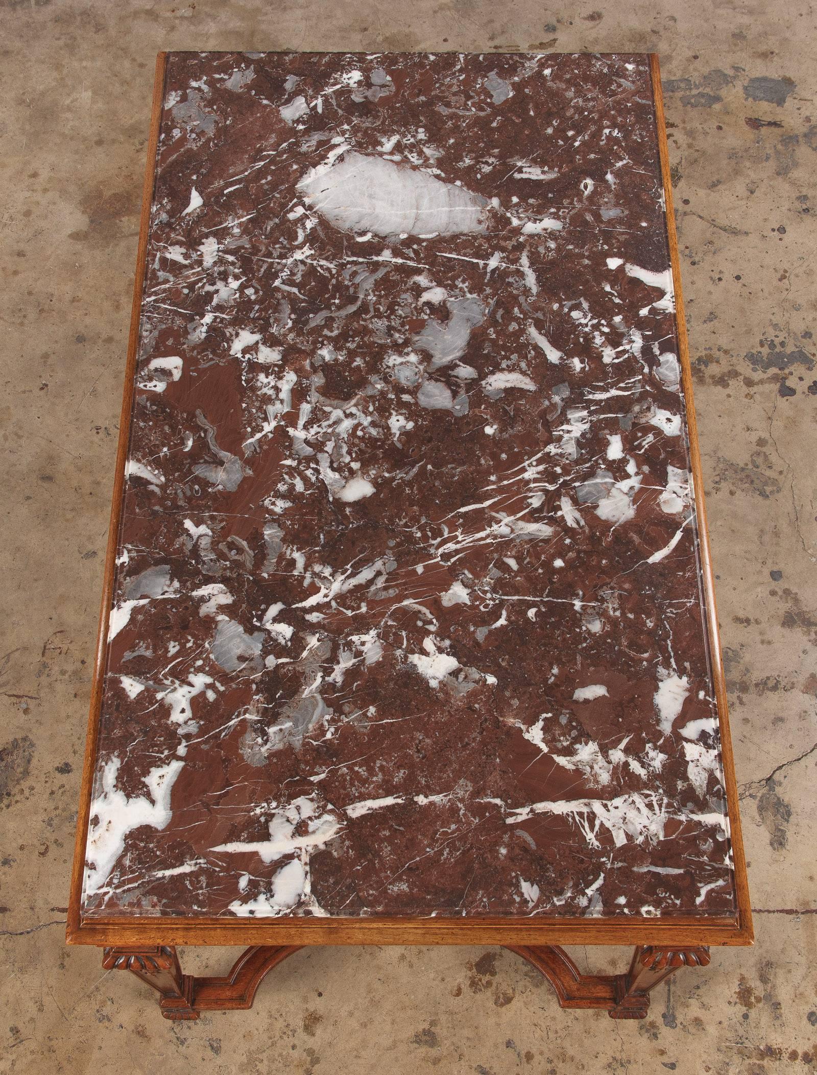 19th Century French Louis XIV Style Marble-Top Hunt Table 4