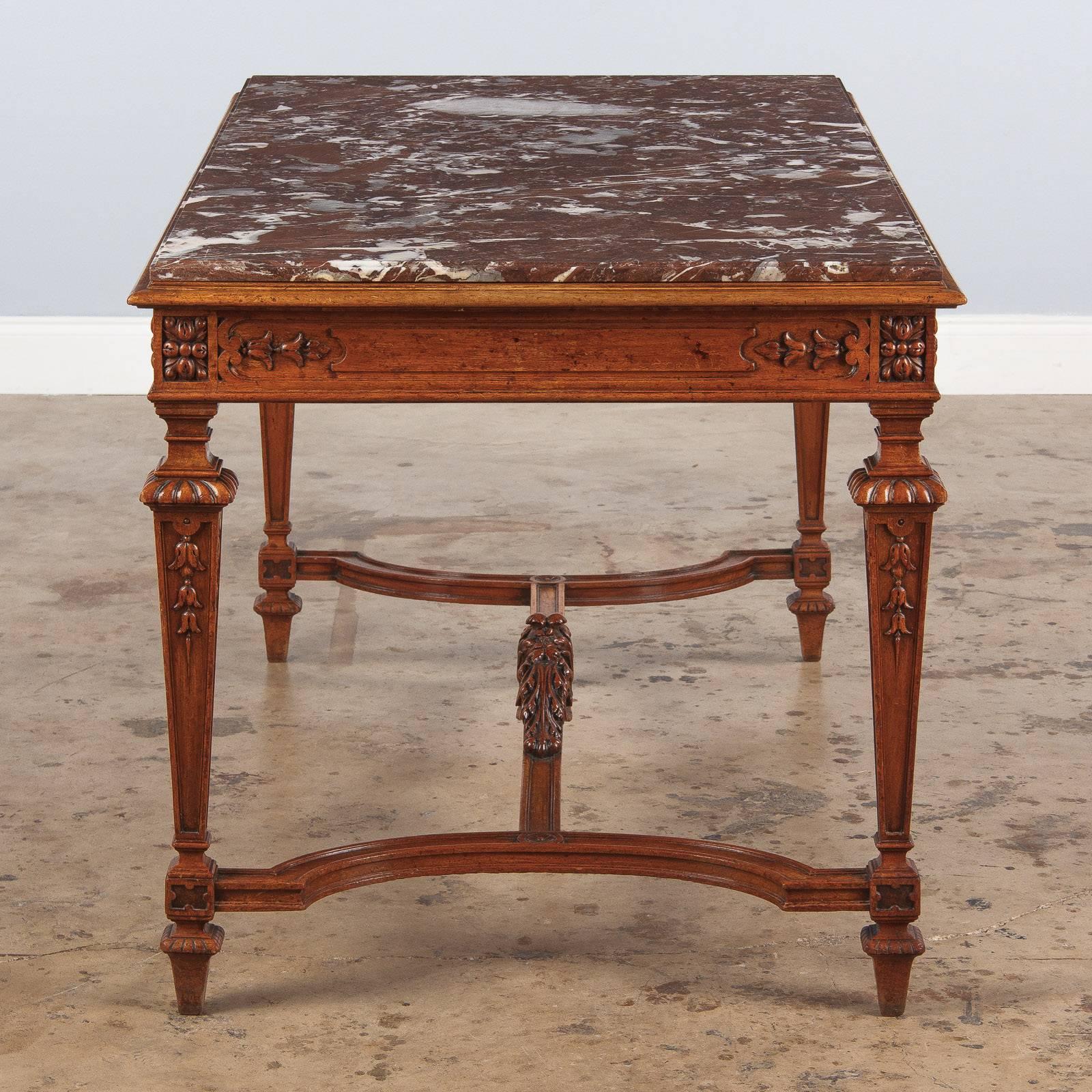 19th Century French Louis XIV Style Marble-Top Hunt Table 3