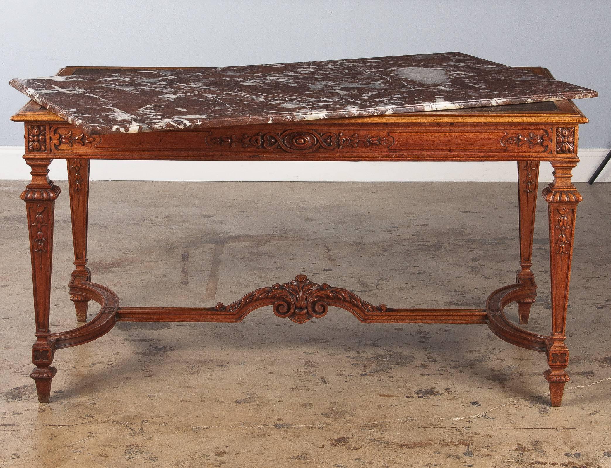 19th Century French Louis XIV Style Marble-Top Hunt Table 5