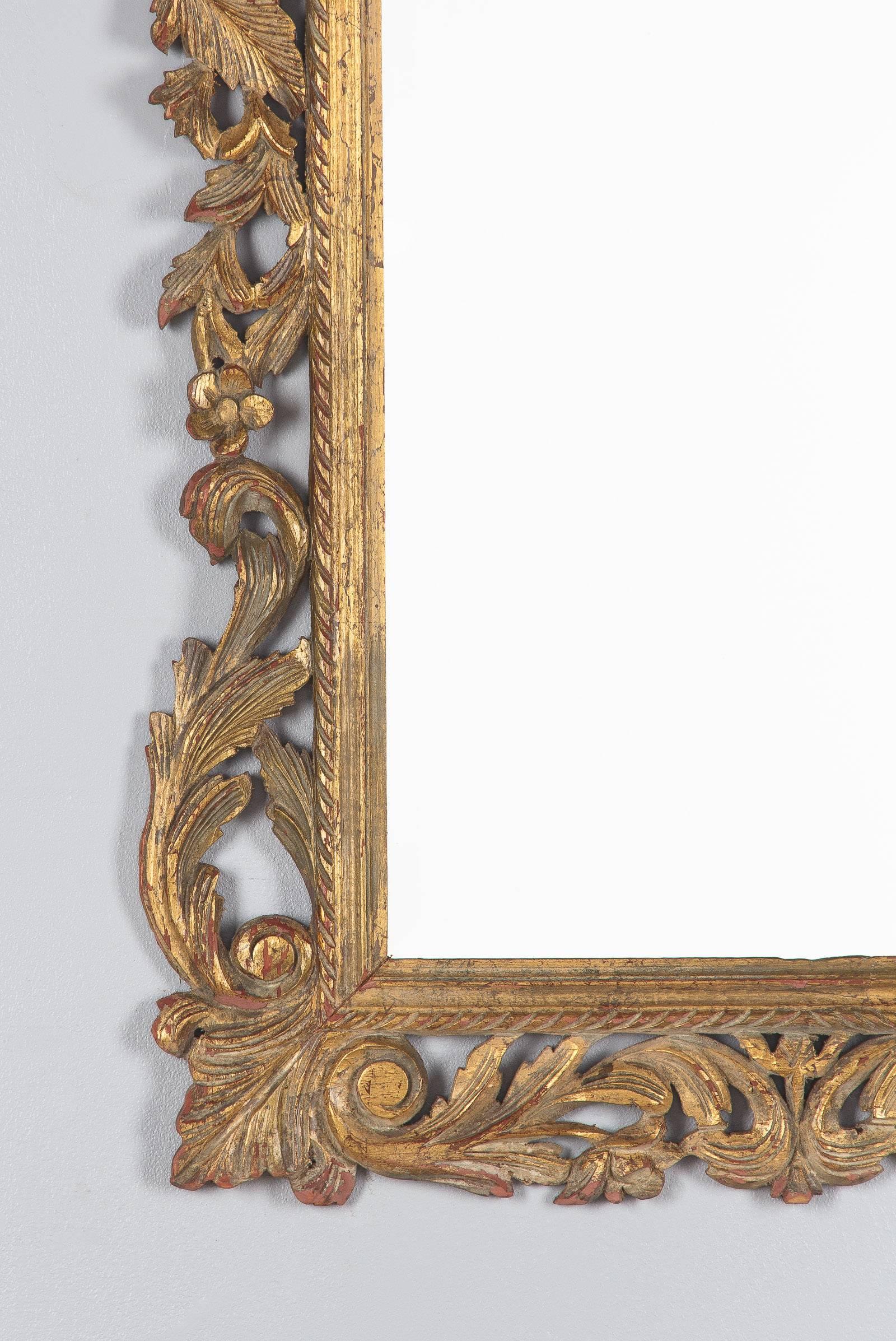 French Rococo Style Mirror with Gilt Wood Frame, Early 1900s In Good Condition In Austin, TX