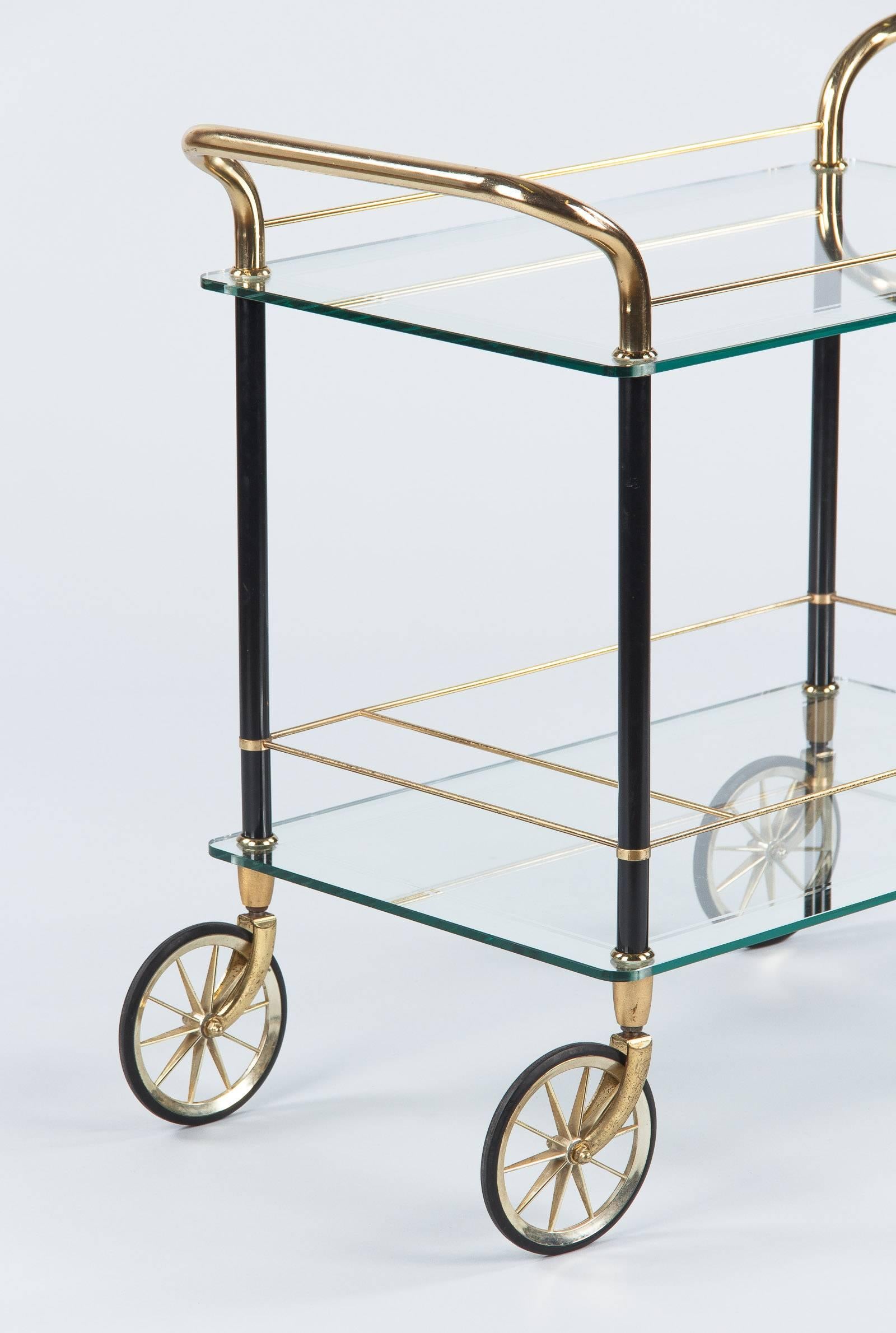 20th Century Vintage Spanish Brass and Glass Bar Cart, 1980s