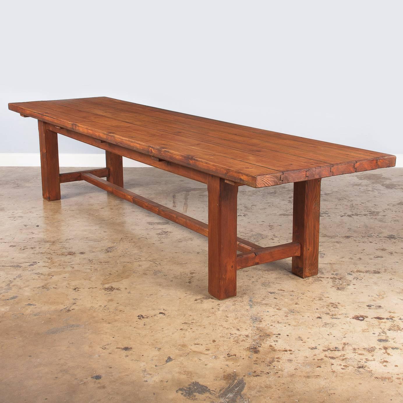 French Country Pine Long Farm Table, Early 1900s 2