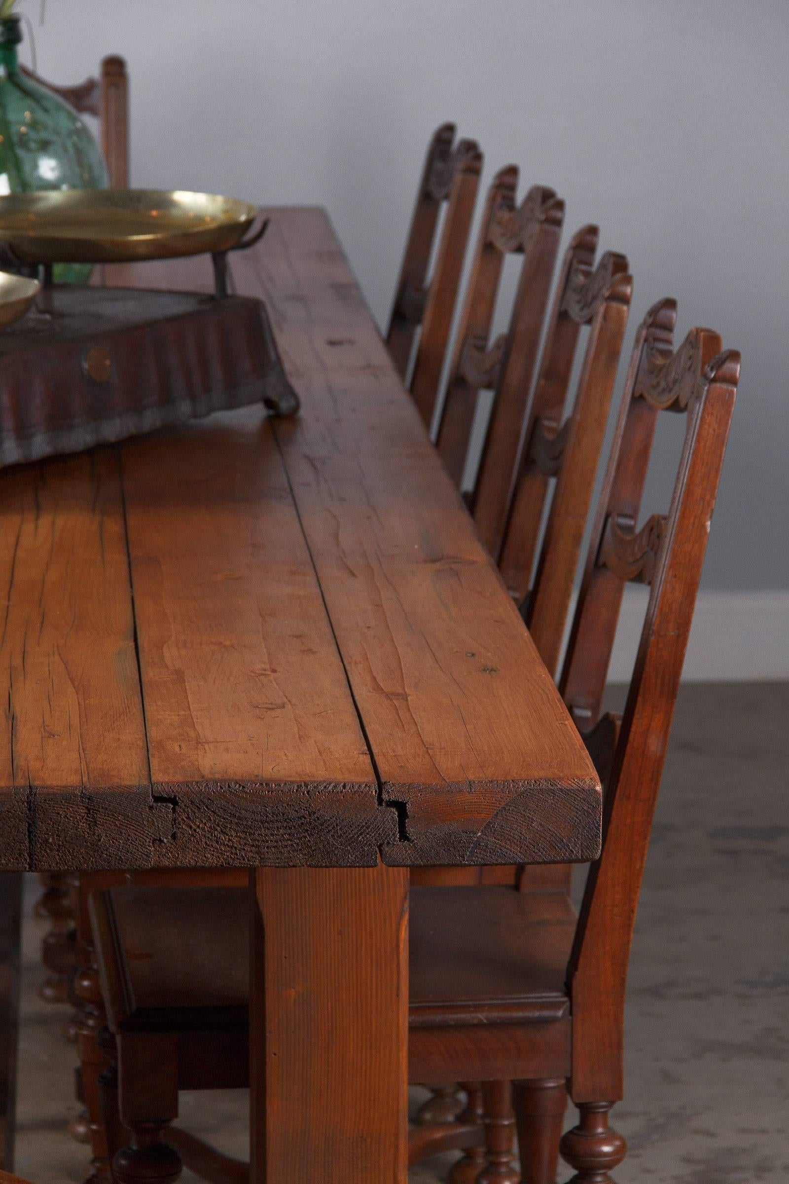 French Country Pine Long Farm Table, Early 1900s 3